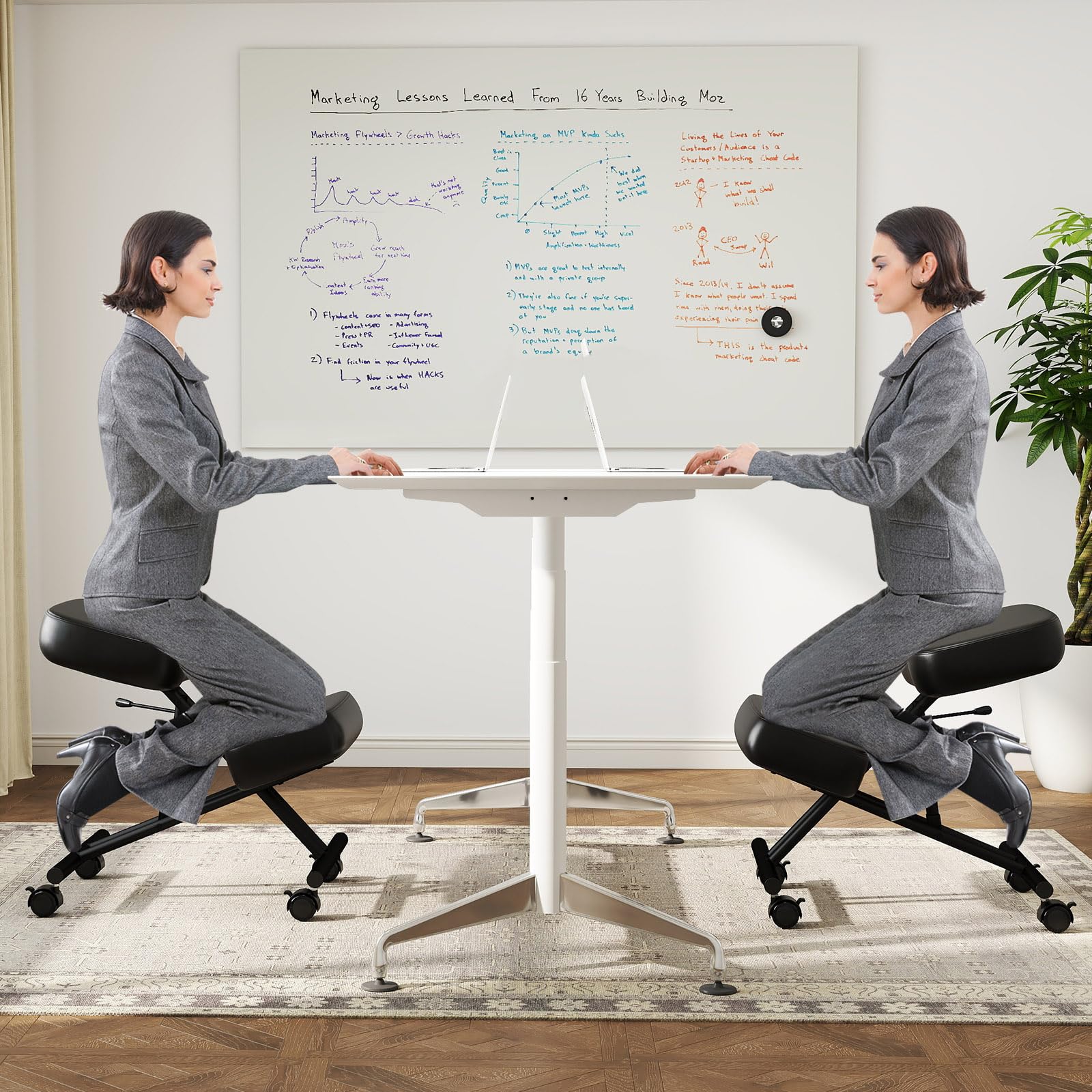 Goplus Upholstered Kneeling Chair with 4 Lockable Universal Wheels - Image 2