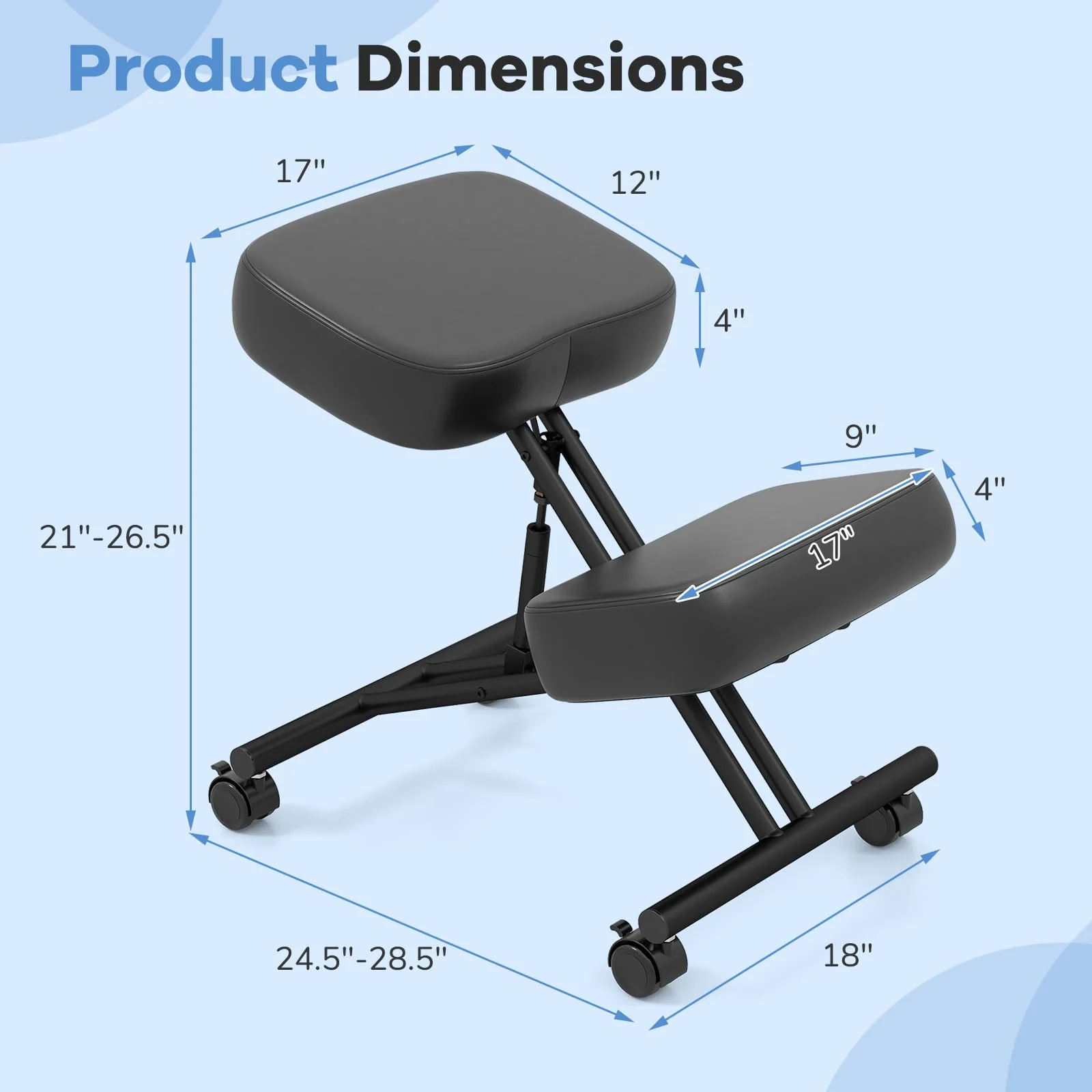 Goplus Upholstered Kneeling Chair with 4 Lockable Universal Wheels - Image 3
