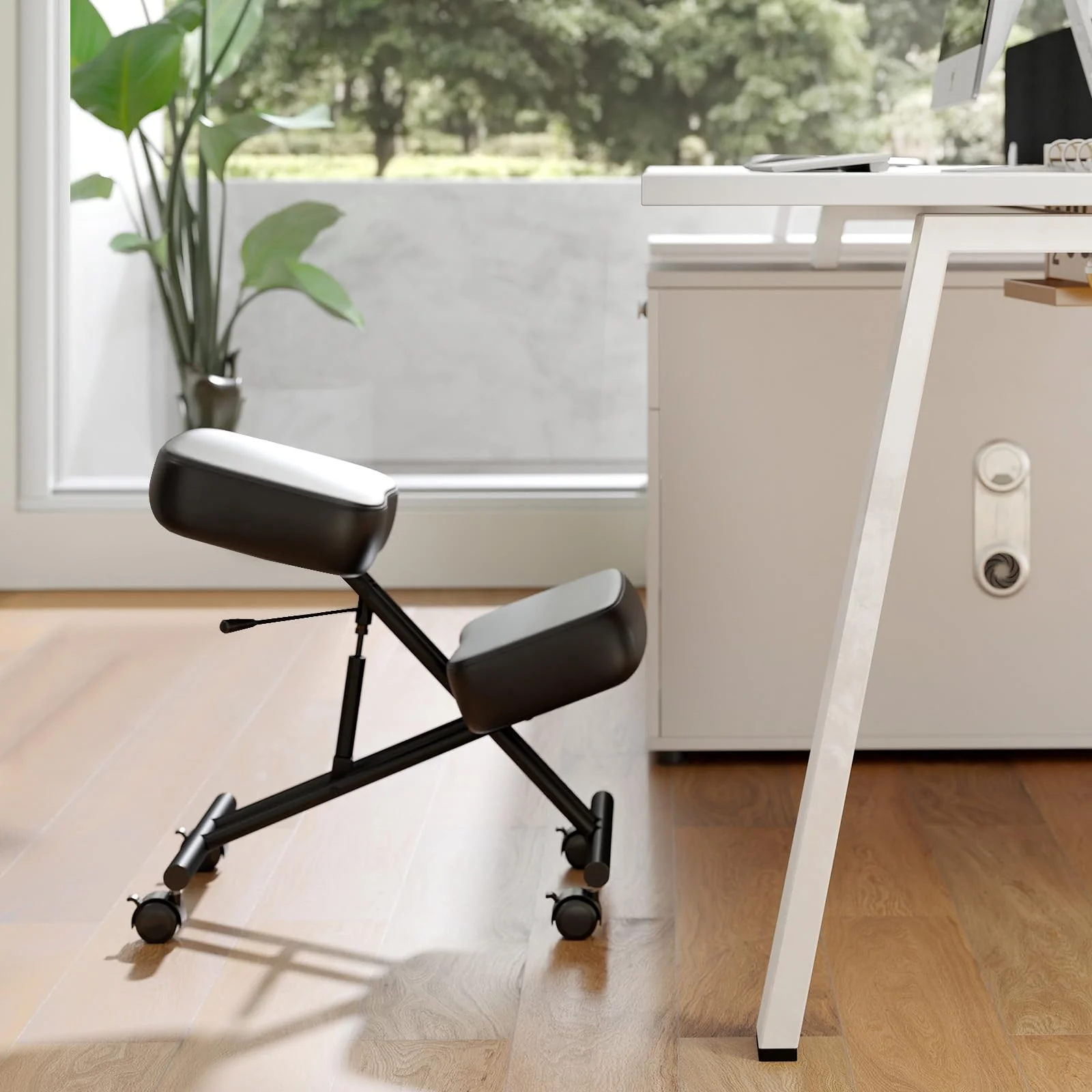 Goplus Upholstered Kneeling Chair with 4 Lockable Universal Wheels - Image 9