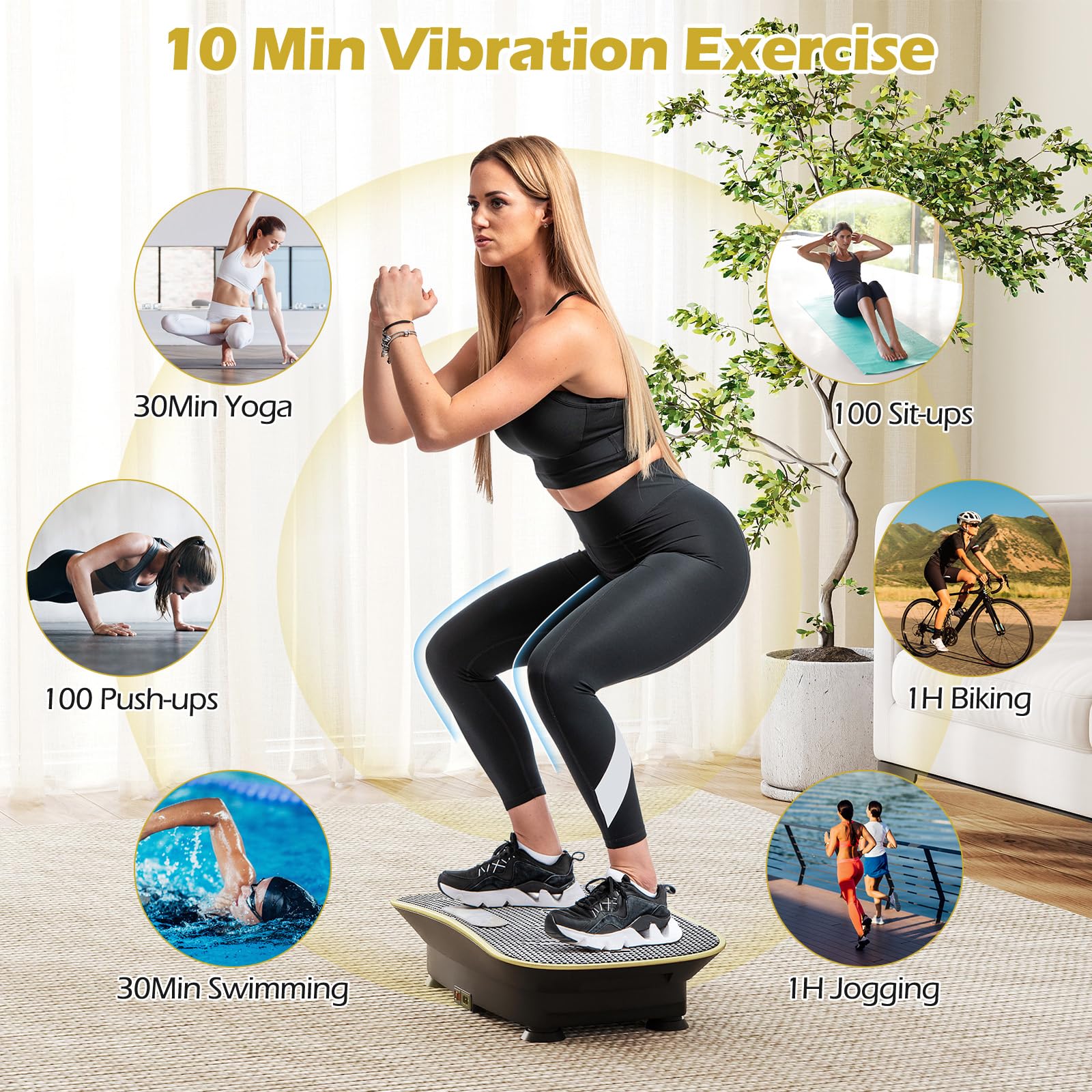 Goplus Vibration Plate Exercise Machine, Vibrating Platform for Lymphatic Drainage, Weight Loss - Image 13