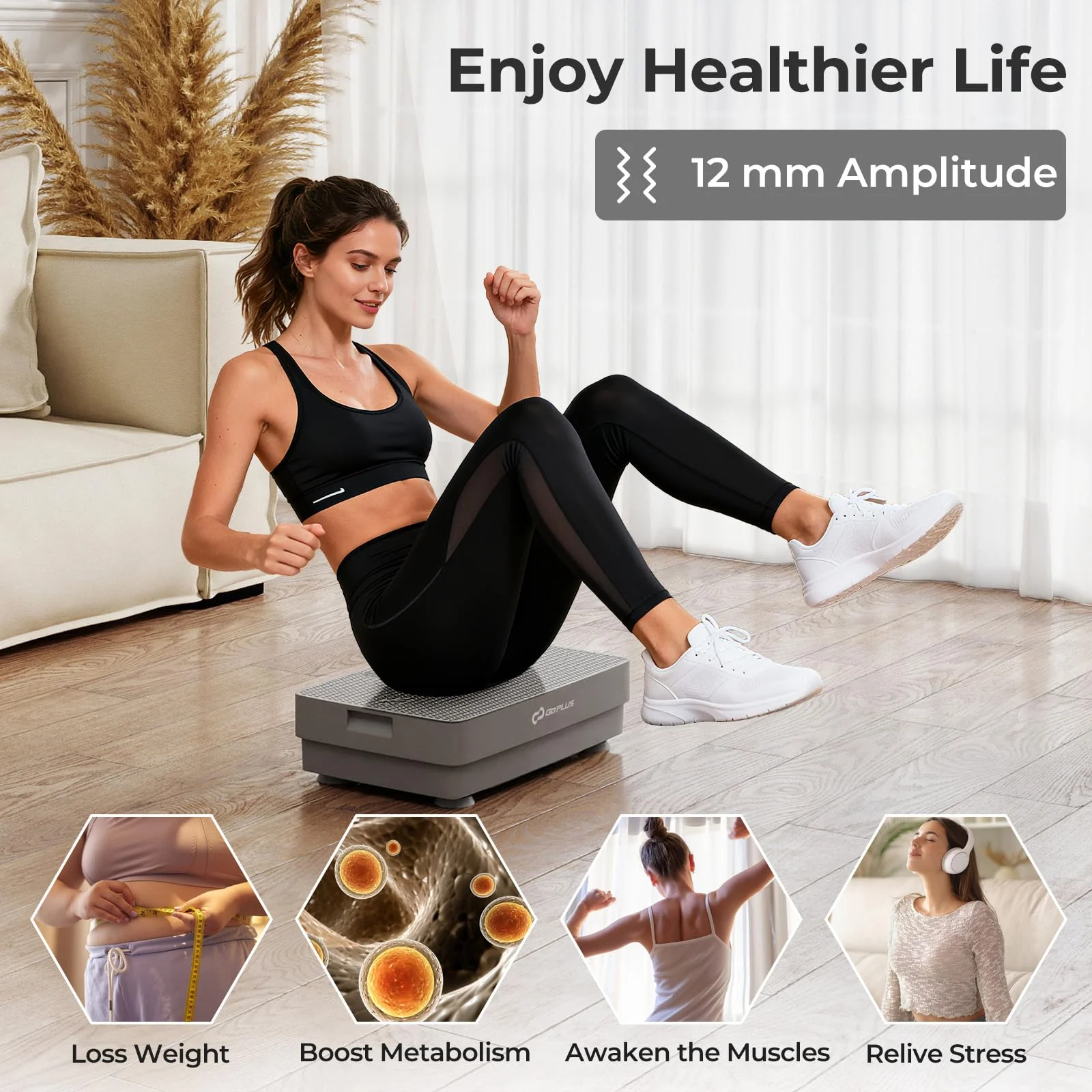 Goplus Vibration Plate Exercise Machine, Vibrating Platform w/ Gravity Sensor, Remote Control - Image 9