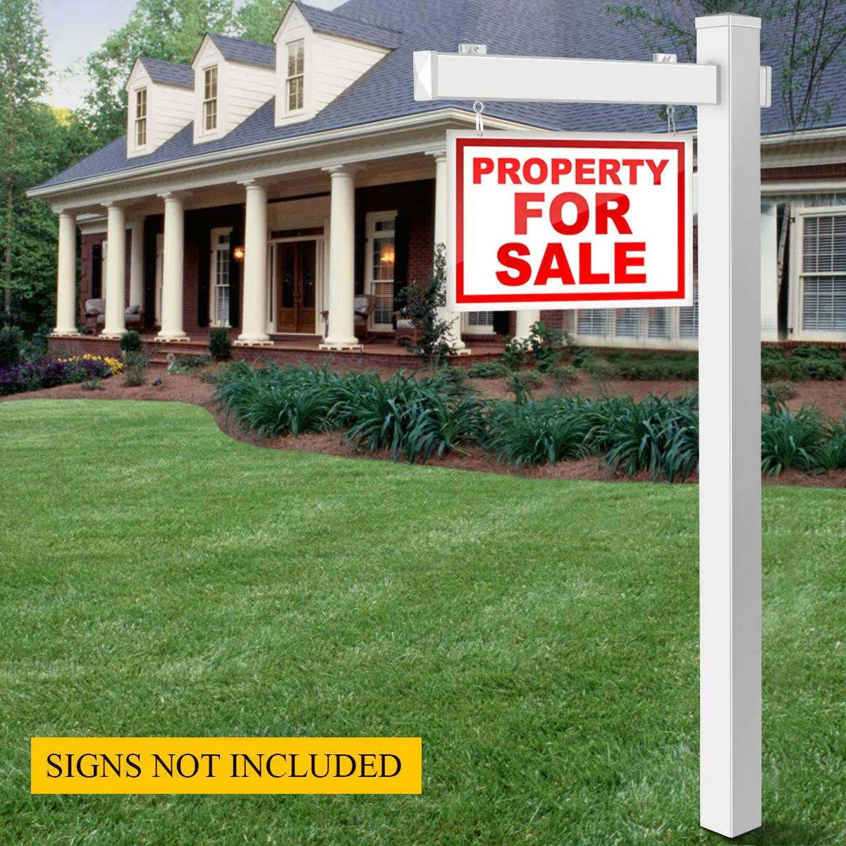 Goplus Vinyl UPVC Real Estate Sign Post, 6 Ft Realtor Yard Sign Post for Open - Image 3