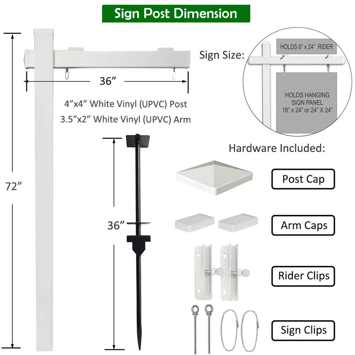 Goplus Vinyl UPVC Real Estate Sign Post, 6 Ft Realtor Yard Sign Post for Open - Image 4
