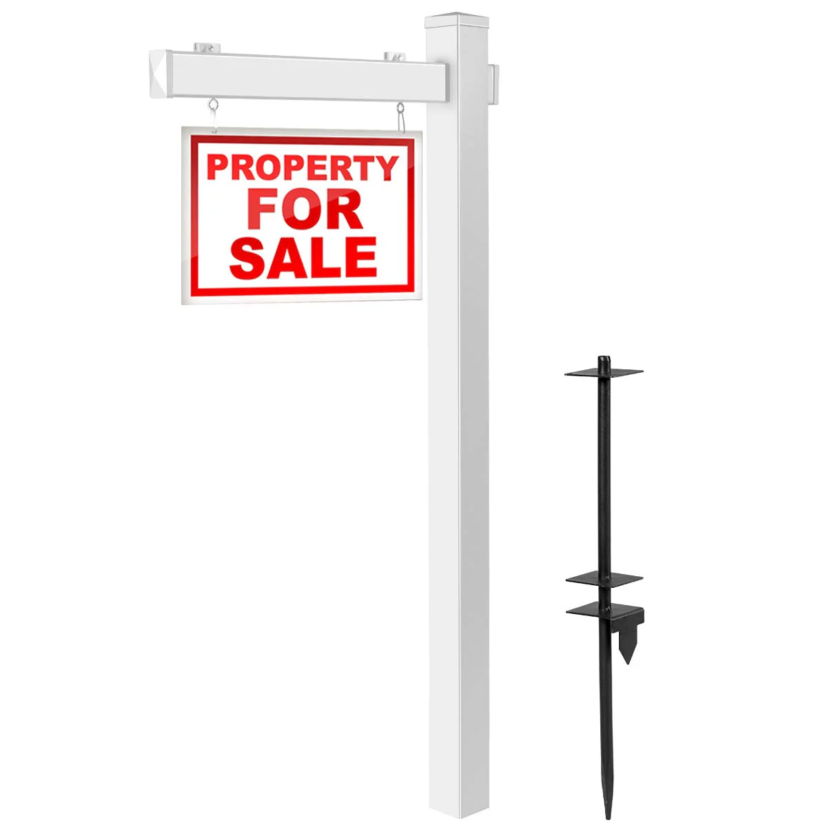 Goplus Vinyl UPVC Real Estate Sign Post, 6 Ft Realtor Yard Sign Post for Open - Image 6