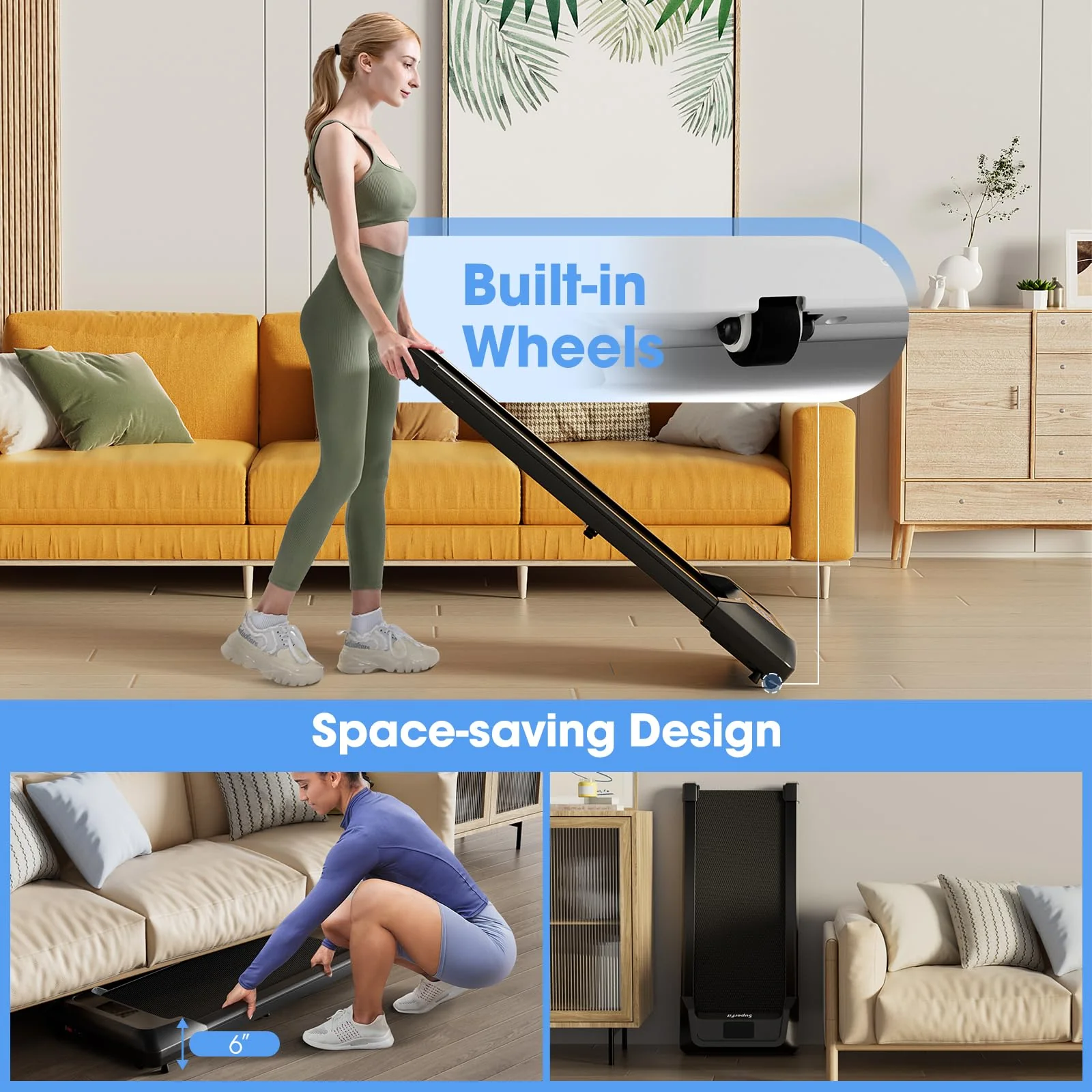 Goplus Walking Pad, 2 in 1 Under Desk Treadmill for Home and Office, Walking Pad Treadmill Under Desk with 265 lbs Capacity - Image 6