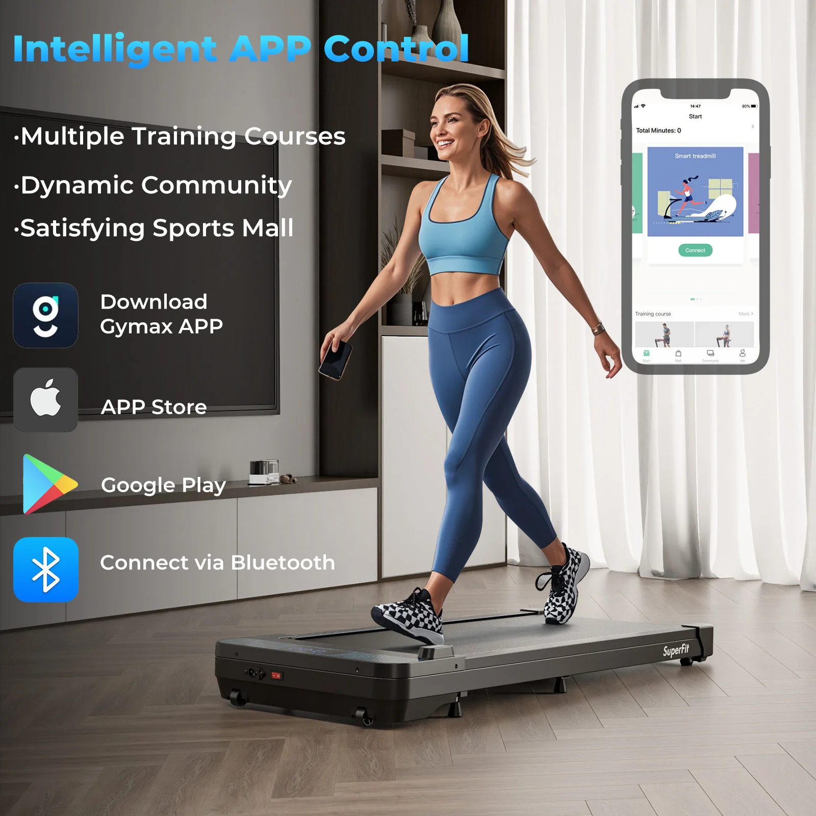 Goplus Walking Pad, 300 LBS Capacity Under Desk Treadmill with Remote & APP Control and LED Display, Portable Treadmills for Home Small, Office - Image 10