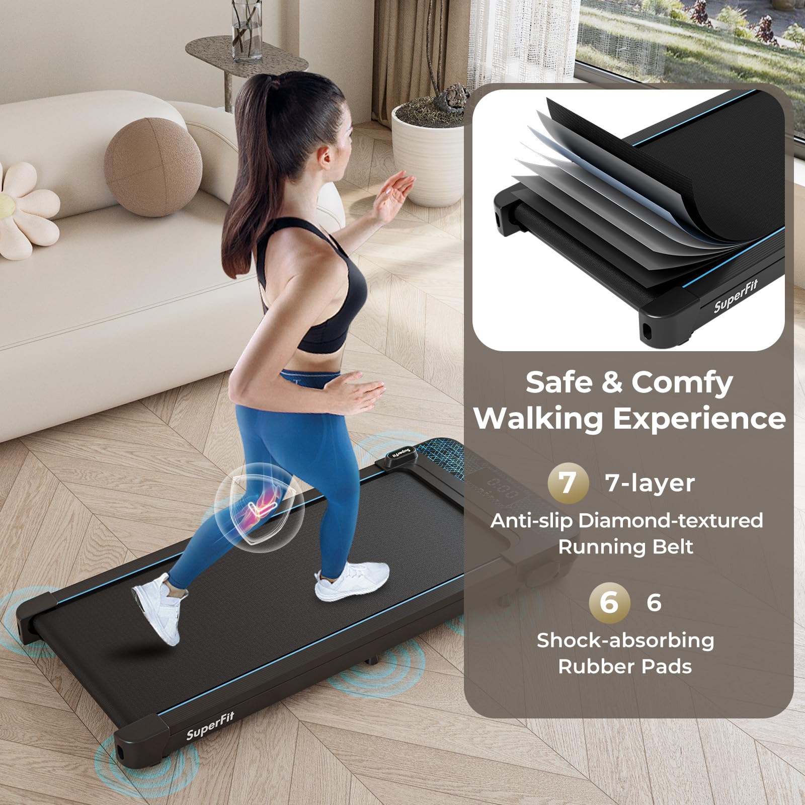 Goplus Walking Pad, 300 LBS Capacity Under Desk Treadmill with Remote & APP Control and LED Display, Portable Treadmills for Home Small, Office - Image 5