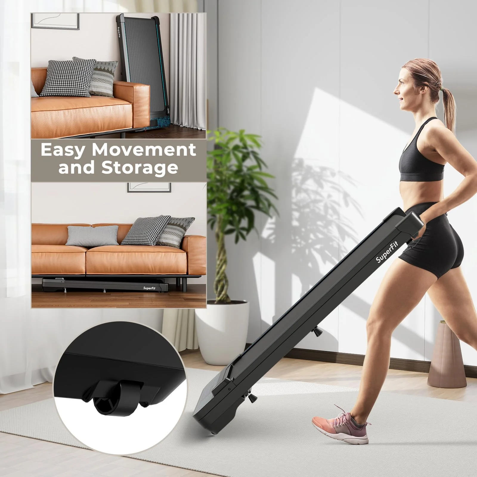 Goplus Walking Pad, 300 LBS Capacity Under Desk Treadmill with Remote & APP Control and LED Display, Portable Treadmills for Home Small, Office - Image 7