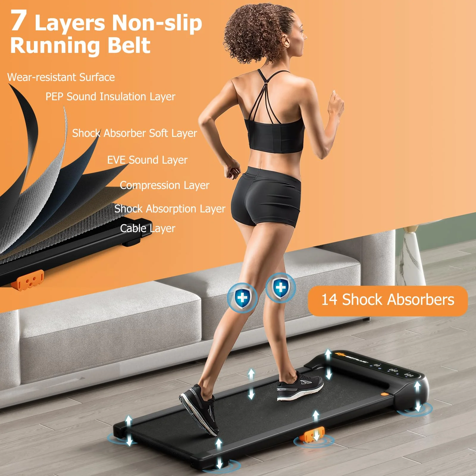 Goplus Walking Pad, Under Desk Treadmill for Home and Office - Image 5