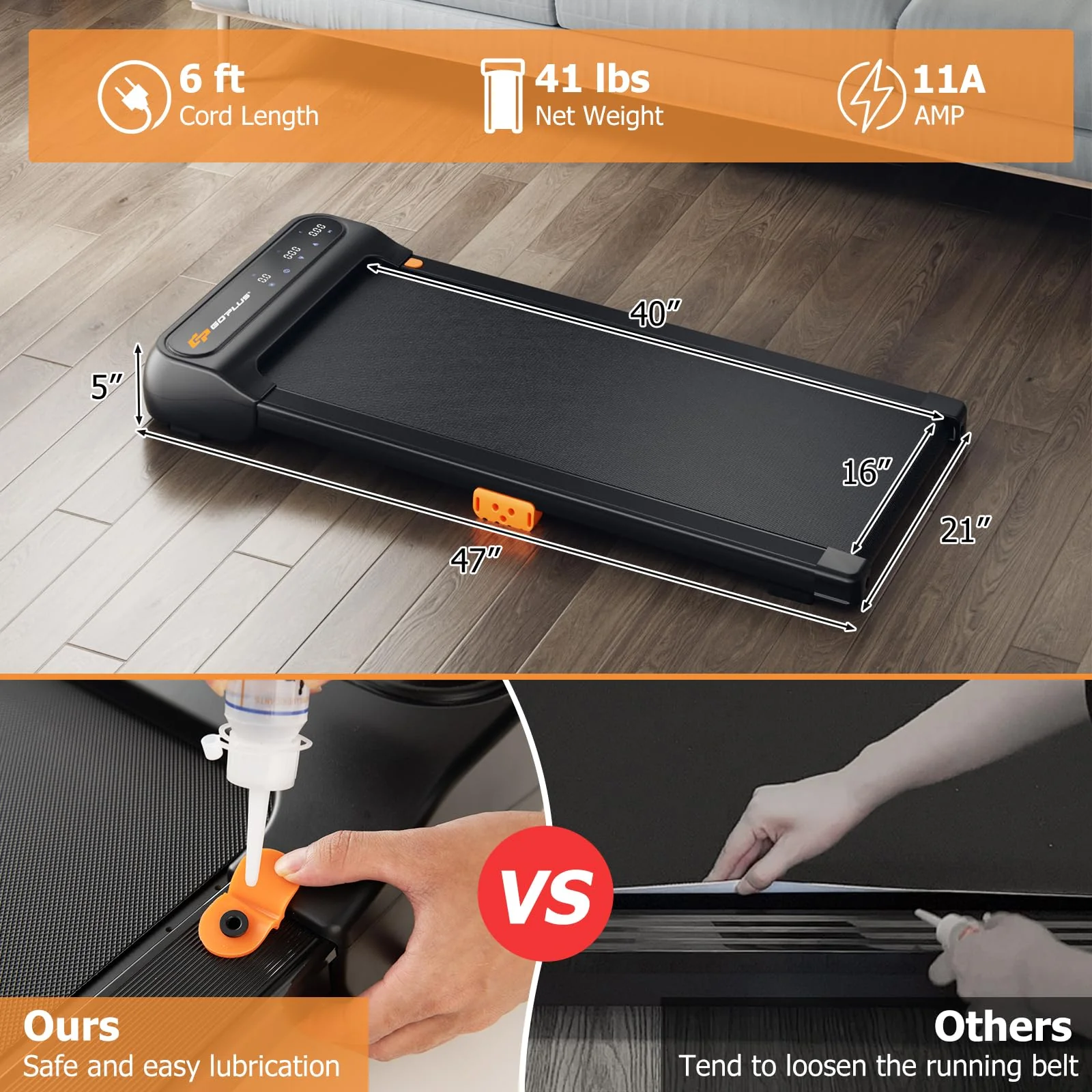 Goplus Walking Pad, Under Desk Treadmill for Home and Office - Image 7
