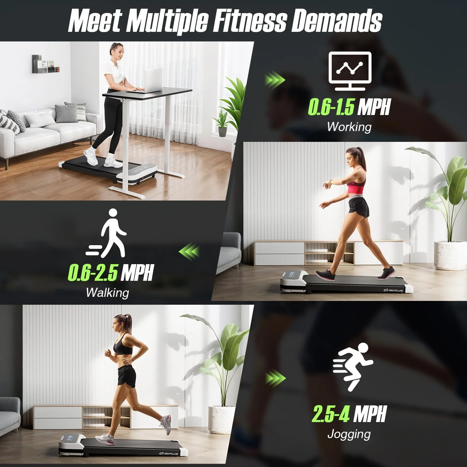 Goplus Walking Pad, Under Desk Treadmill with Remote Control & LED Display, 3 Countdown Modes - Image 2