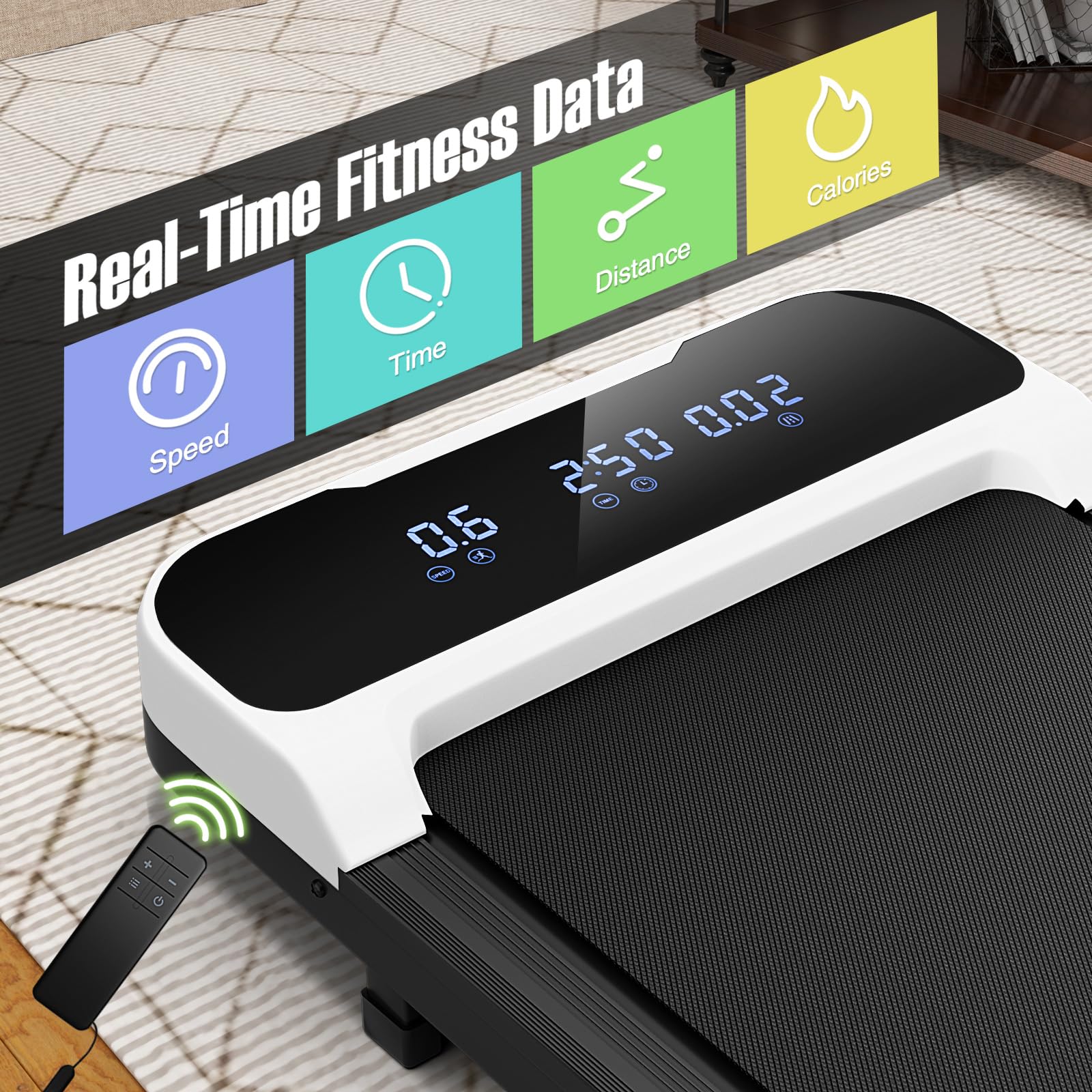 Goplus Walking Pad, Under Desk Treadmill with Remote Control & LED Display, 3 Countdown Modes - Image 3