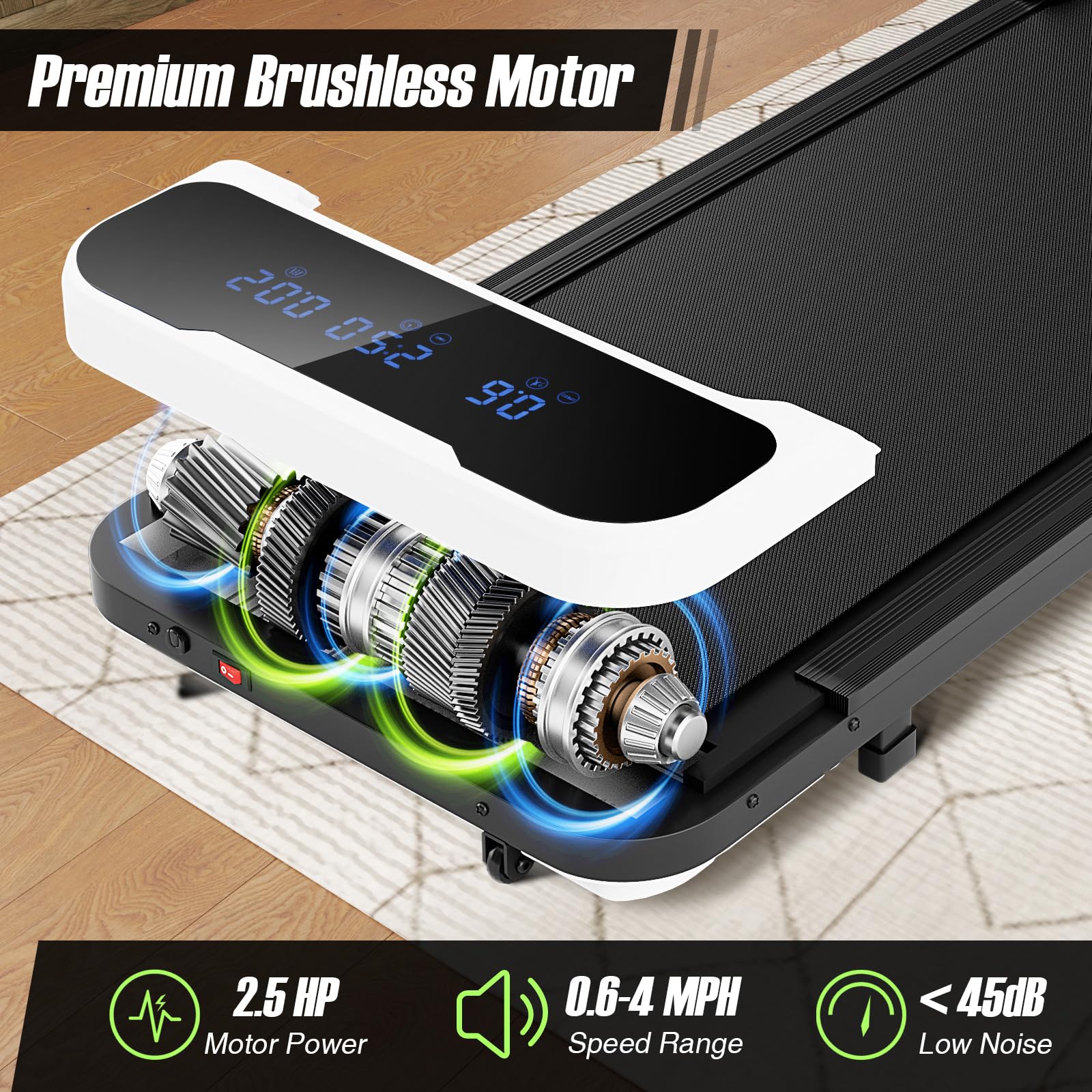 Goplus Walking Pad, Under Desk Treadmill with Remote Control & LED Display, 3 Countdown Modes - Image 4
