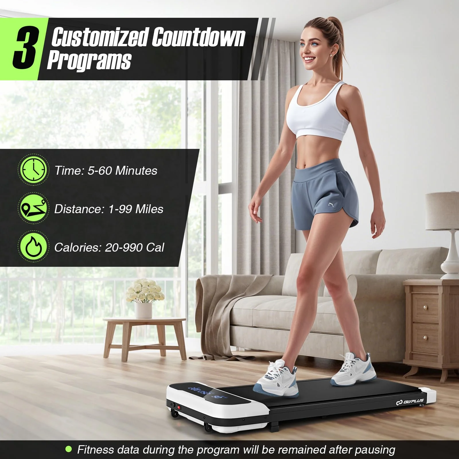 Goplus Walking Pad, Under Desk Treadmill with Remote Control & LED Display, 3 Countdown Modes - Image 5