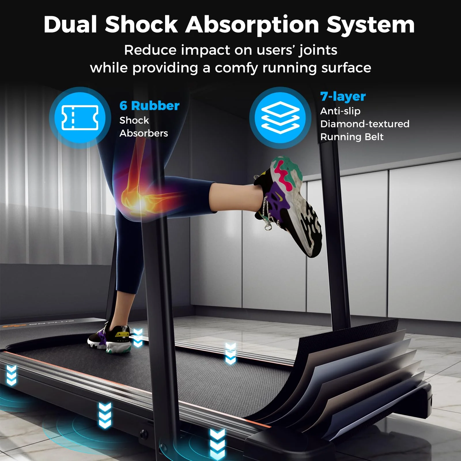 Goplus Walking Treadmill for Senior with Long Handrail, 300 lbs Capacity, Recovery Fitness Exercise Machine for Home with Pulse Sensors - Image 5