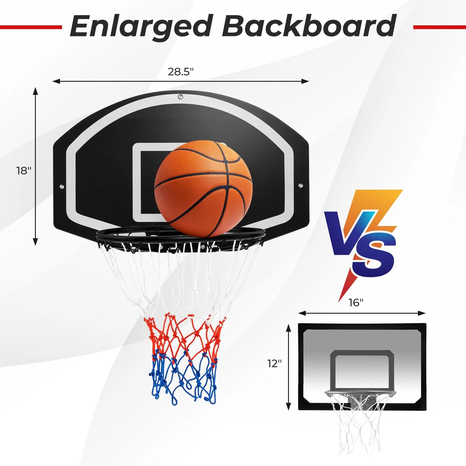 Goplus Wall Mount Basketball Hoop, 28.5¡¯¡¯ x 18¡¯¡¯ Large Backboard with 17¡¯¡¯ Rim, Shatter-Proof Backboard - Image 8