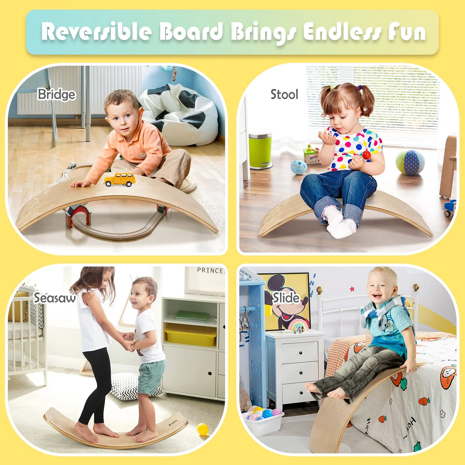 35Inch Wooden Balance Board for Kids & Adults Support 660LBS - Image 3