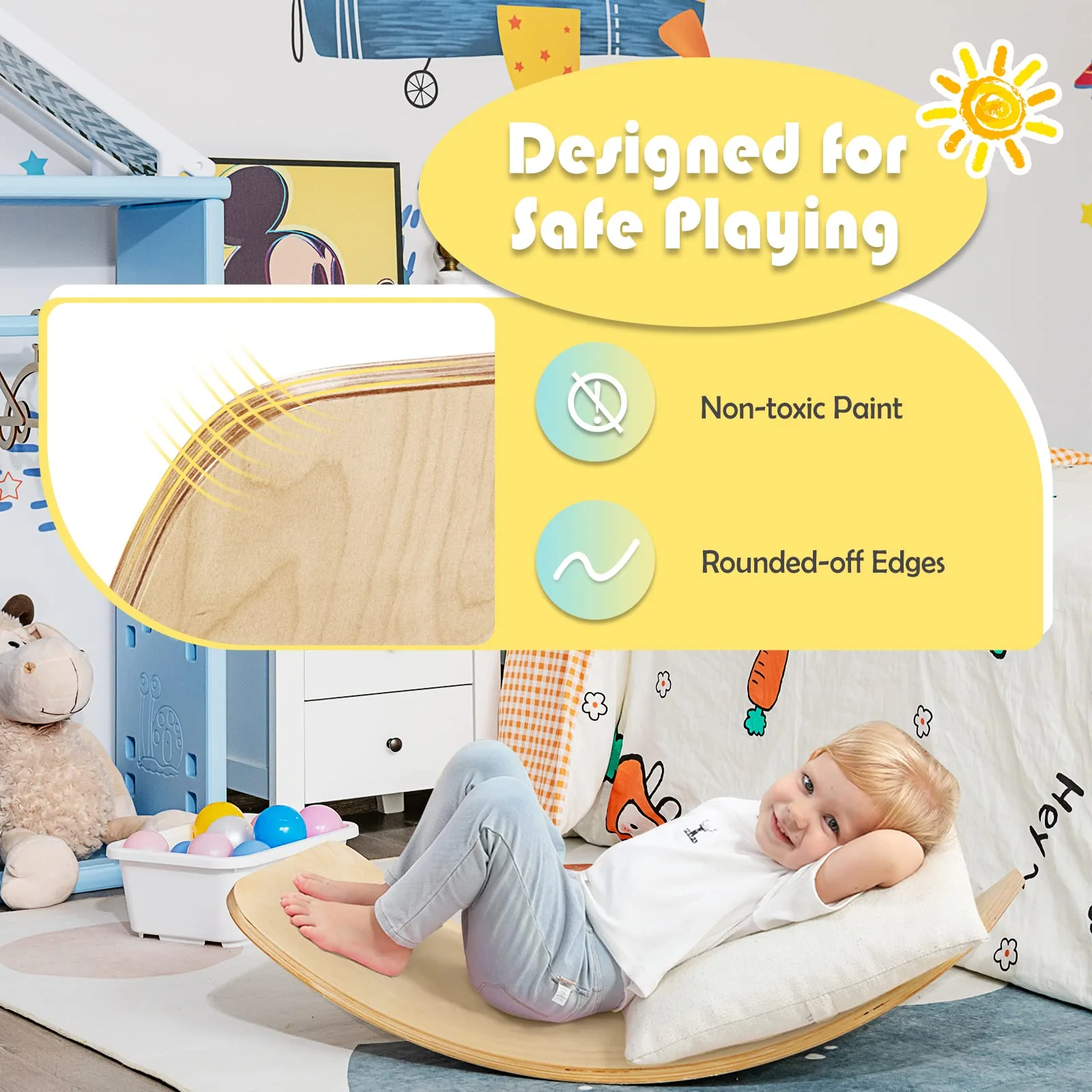 35Inch Wooden Balance Board for Kids & Adults Support 660LBS - Image 5