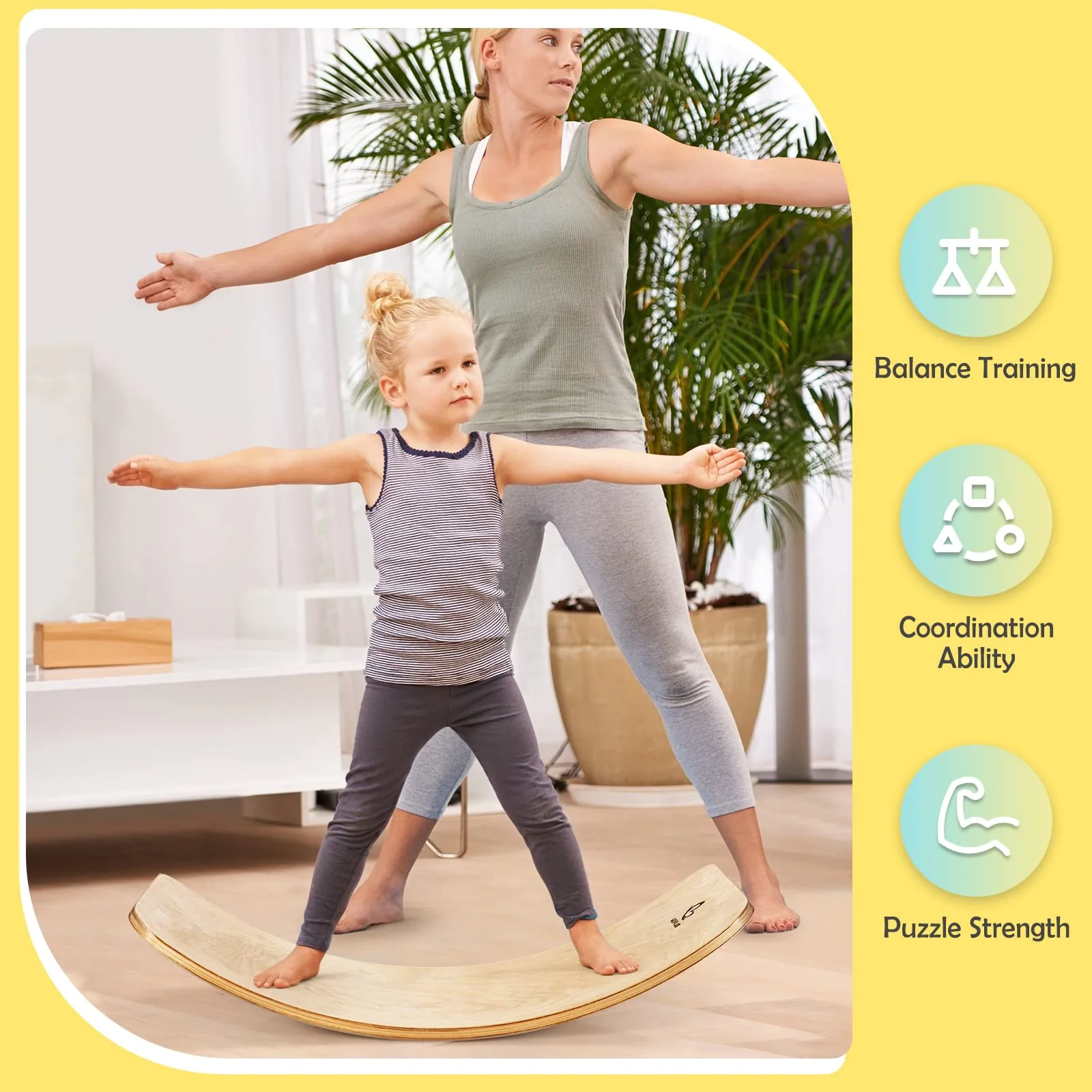35Inch Wooden Balance Board for Kids & Adults Support 660LBS - Image 8