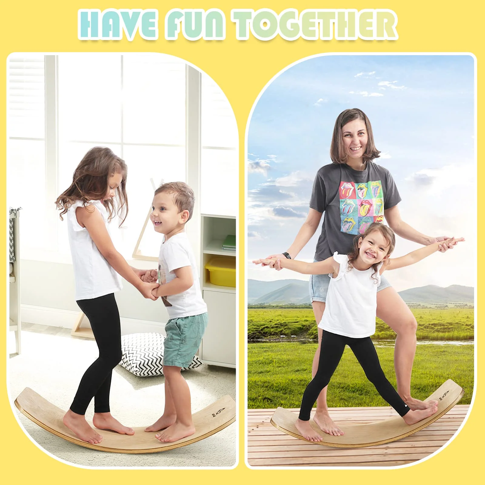 35Inch Wooden Balance Board for Kids & Adults Support 660LBS - Image 9