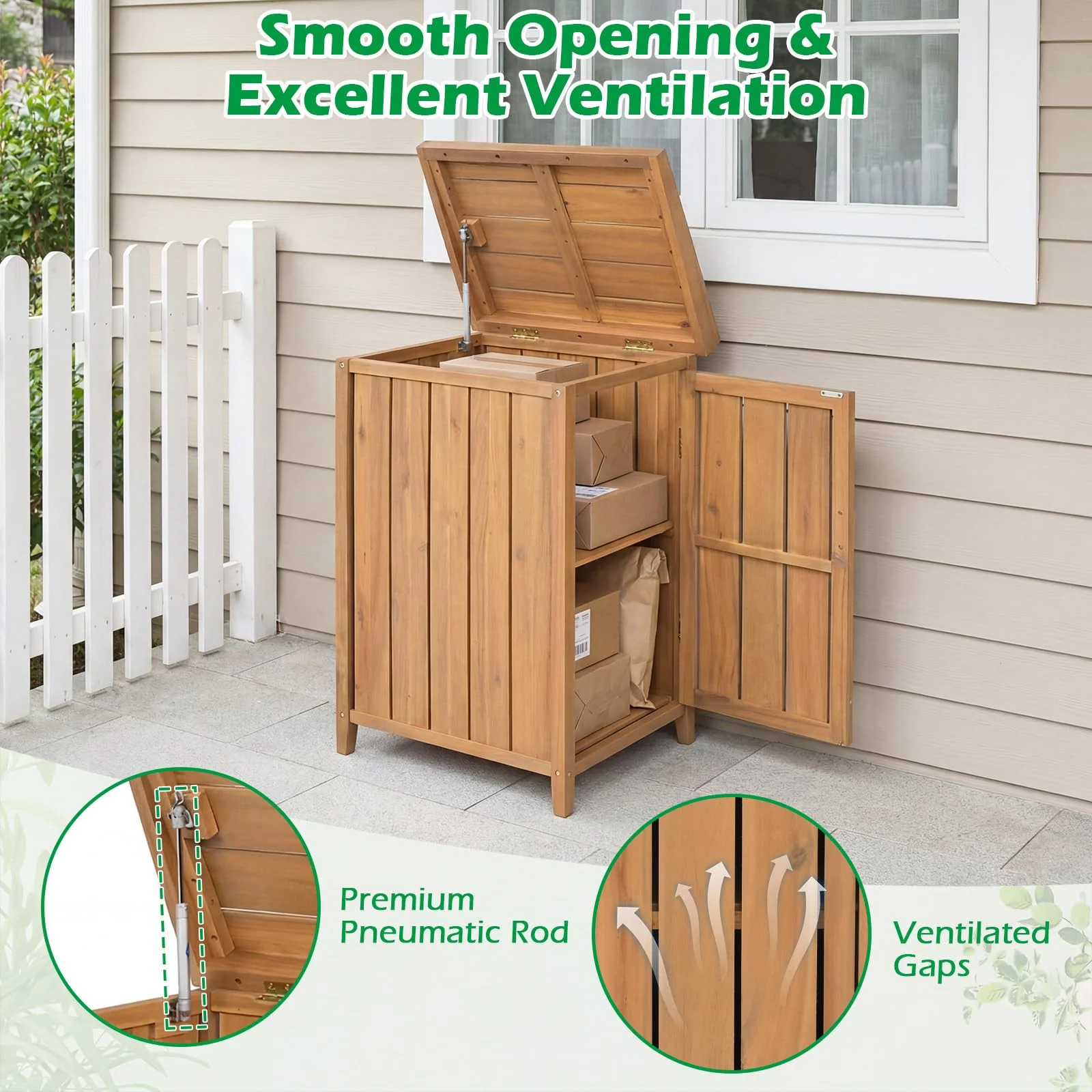 Goplus Wood Package Delivery Box for Outside - Image 5