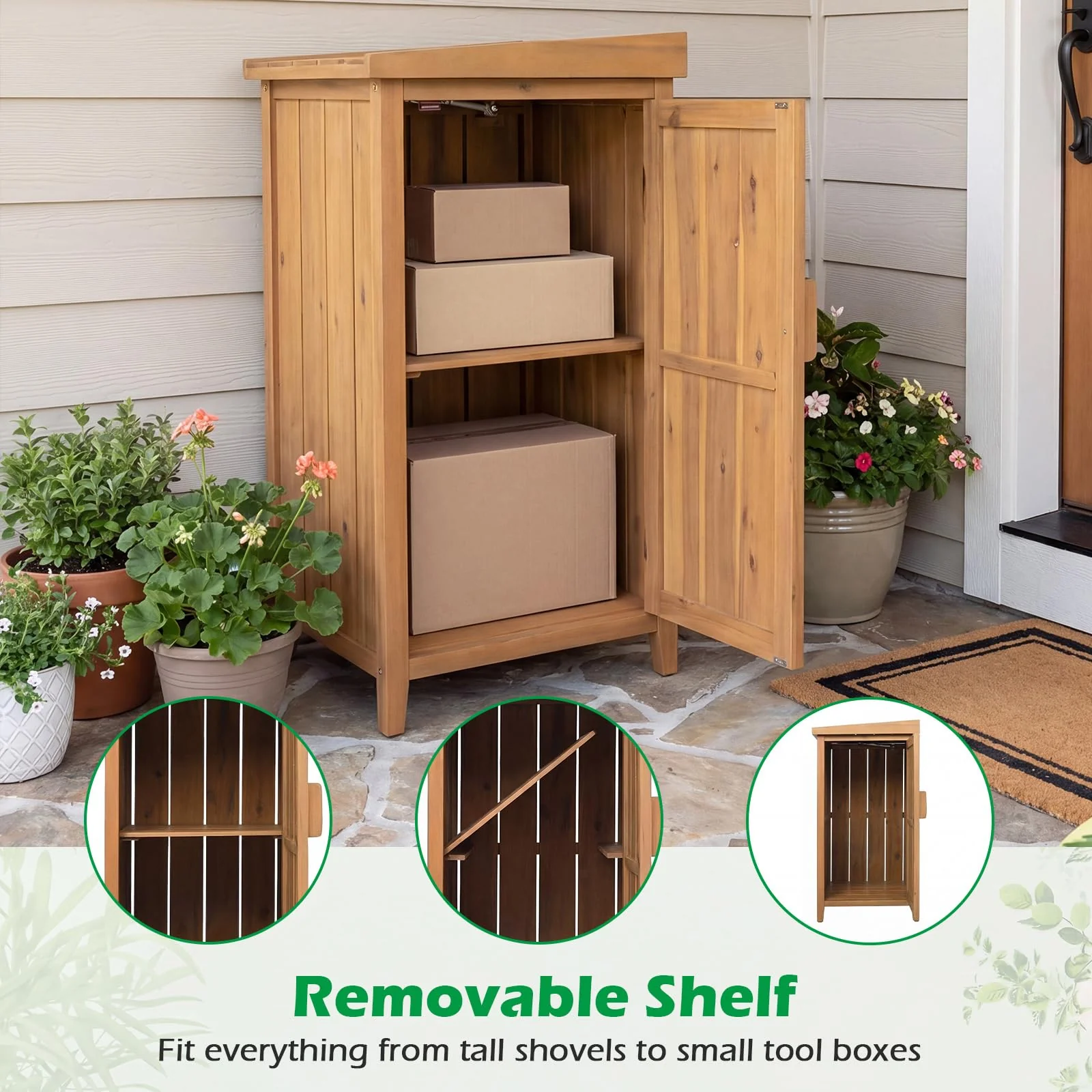Goplus Wood Package Delivery Box for Outside - Image 6