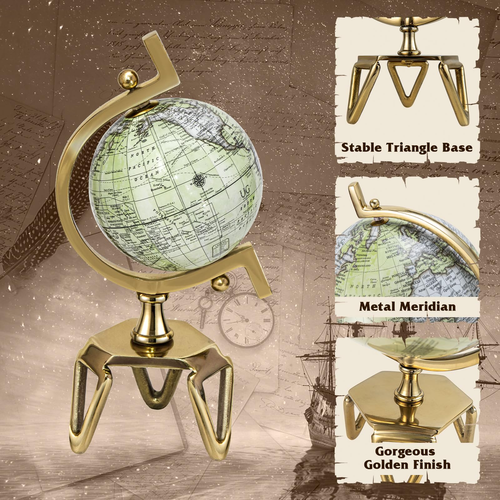 Goplus World Globe, Dia 5/8/10 Inch Educational Geographic Globe - Image 6