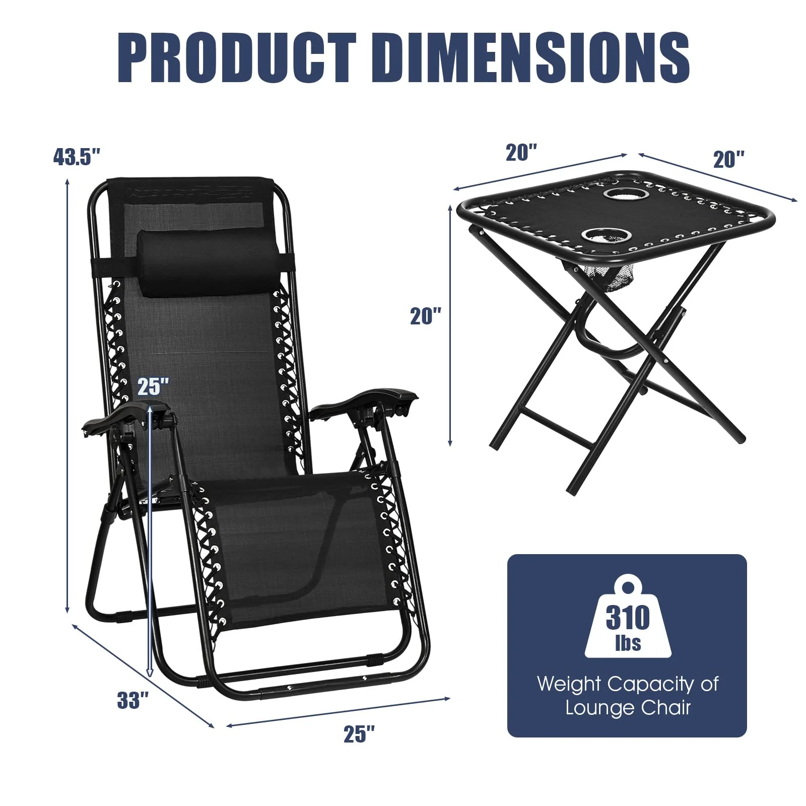 Goplus Zero Gravity Chair Set - Image 4