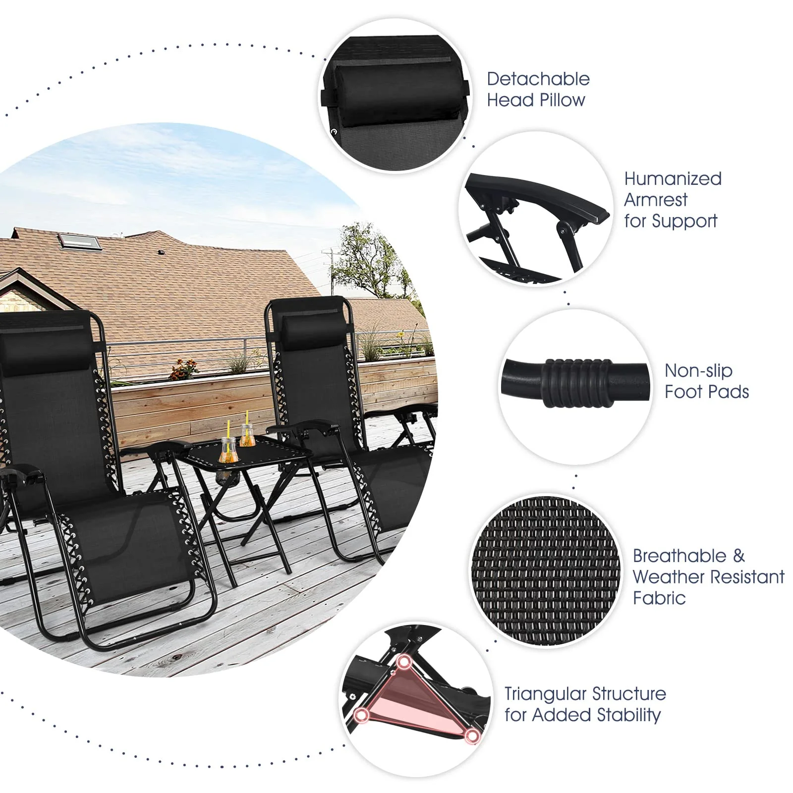 Goplus Zero Gravity Chair Set - Image 6