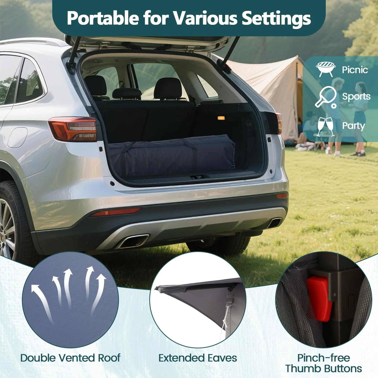 Goplus 11 ft × 11 ft Pop up Gazebo w/Mesh Netting Sidewalls Vented Top Drainage Holes - Image 10