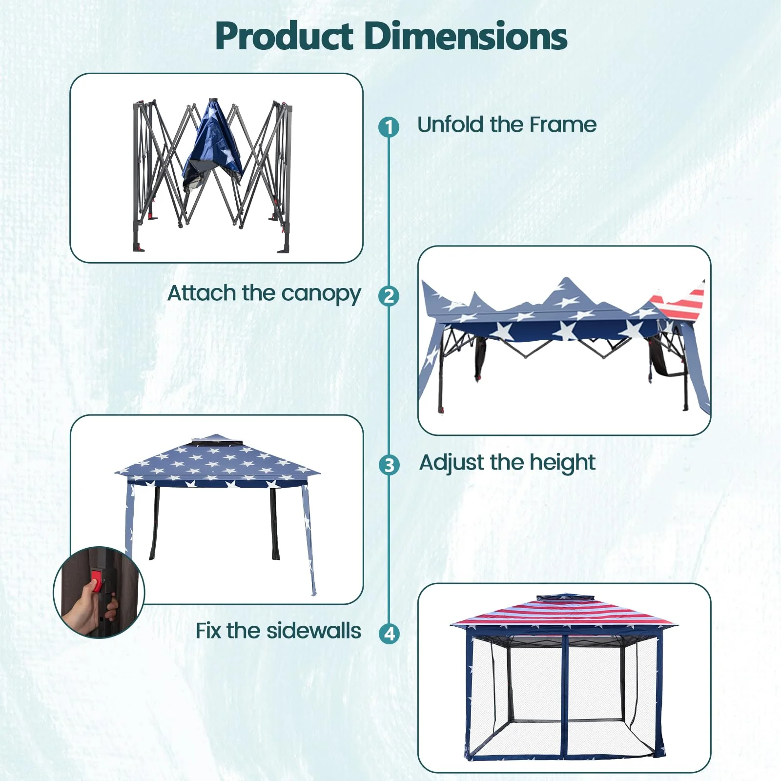 Goplus 11 ft × 11 ft Pop up Gazebo w/Mesh Netting Sidewalls Vented Top Drainage Holes - Image 6