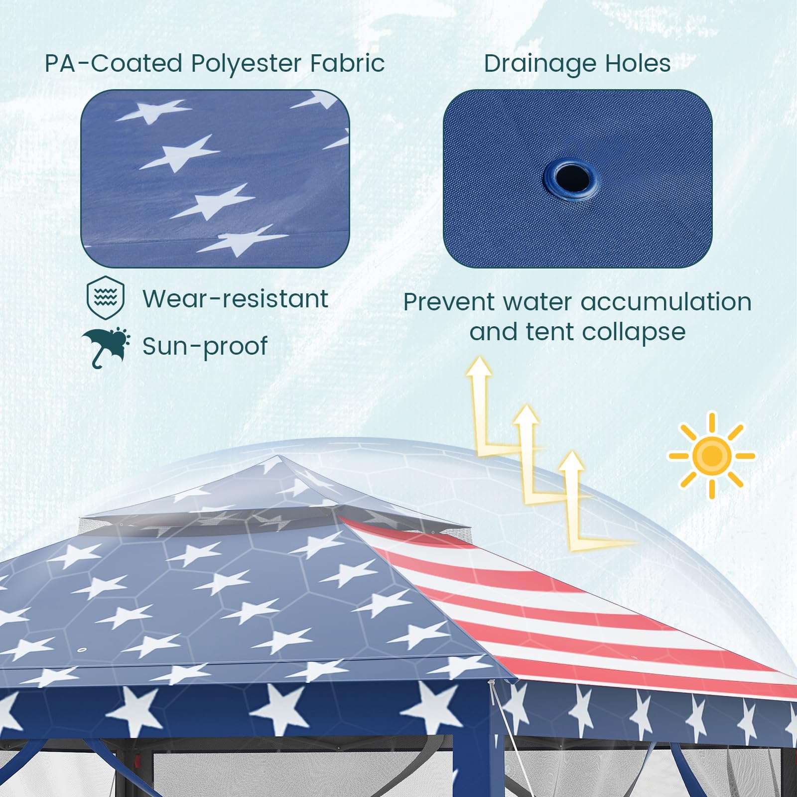 Goplus 11 ft × 11 ft Pop up Gazebo w/Mesh Netting Sidewalls Vented Top Drainage Holes - Image 8