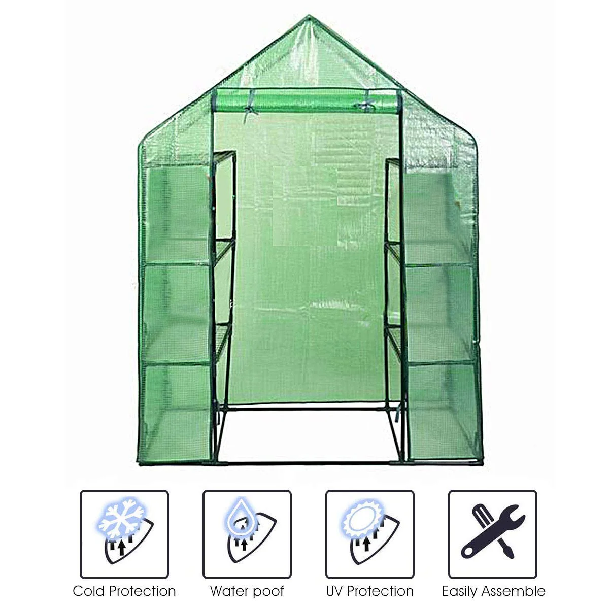 Green House Walk in Plant Gardening Greenhouse Plastic 4-Tier 8 Shelves for Indoor Outdoor, 4.9" x 2.5" x 6.4" - Image 4