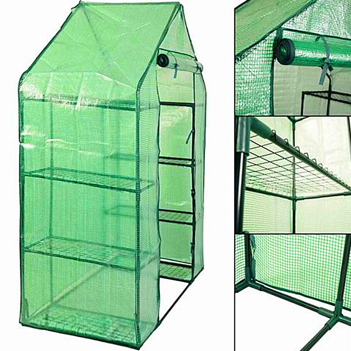 Green House Walk in Plant Gardening Greenhouse Plastic 4-Tier 8 Shelves for Indoor Outdoor, 4.9" x 2.5" x 6.4" - Image 5