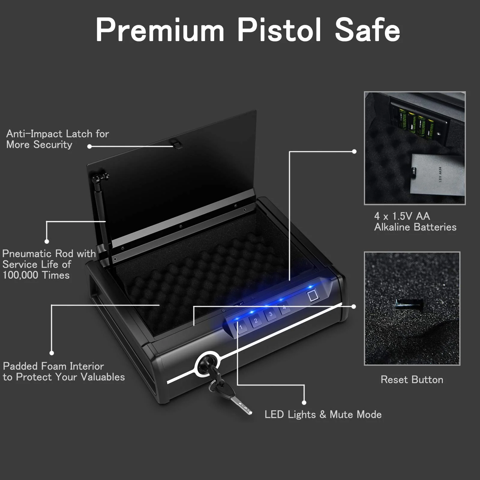 Gun Safe for 2 Pistols, DOJ Approved Pistol Safe - Image 3