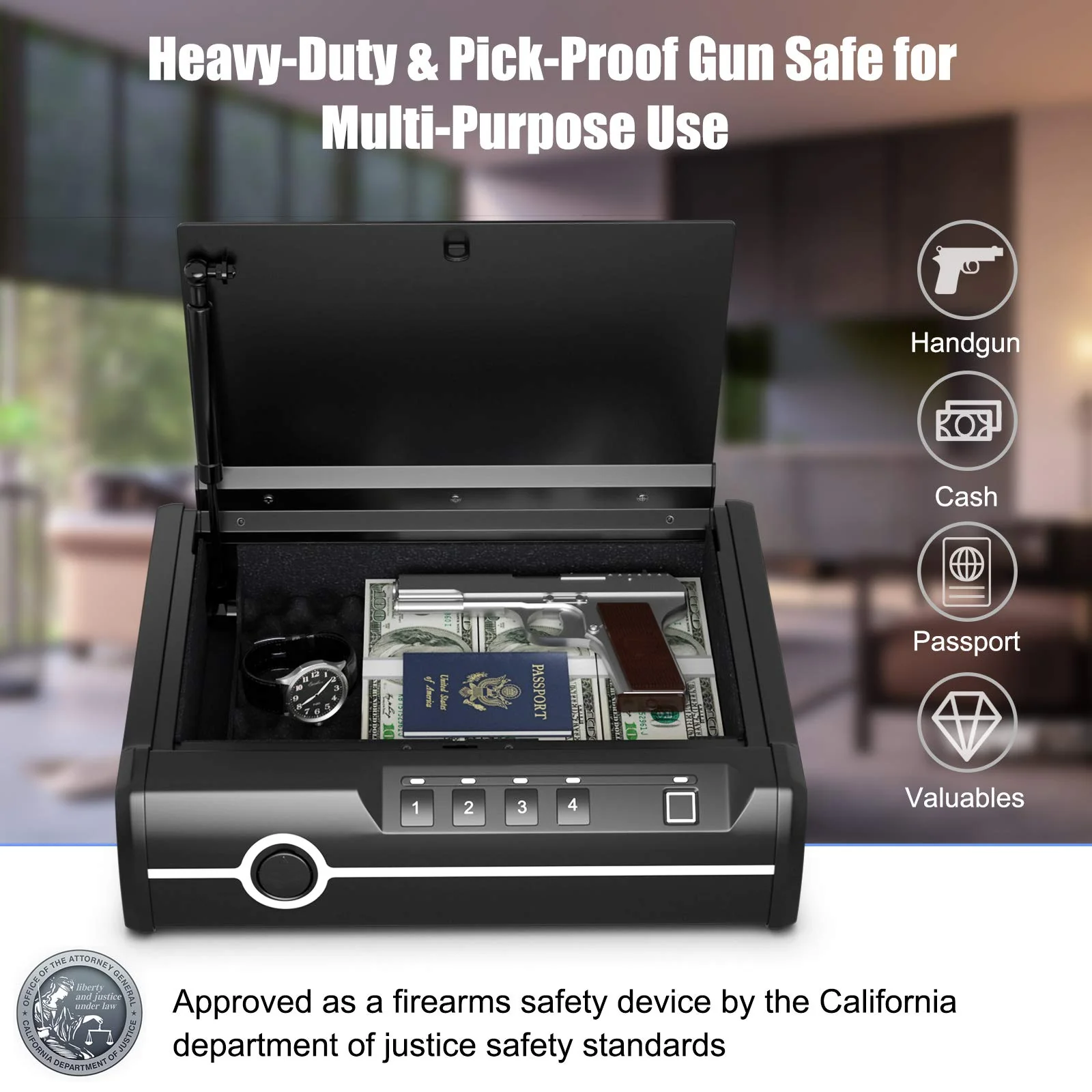 Gun Safe for 2 Pistols, DOJ Approved Pistol Safe - Image 6