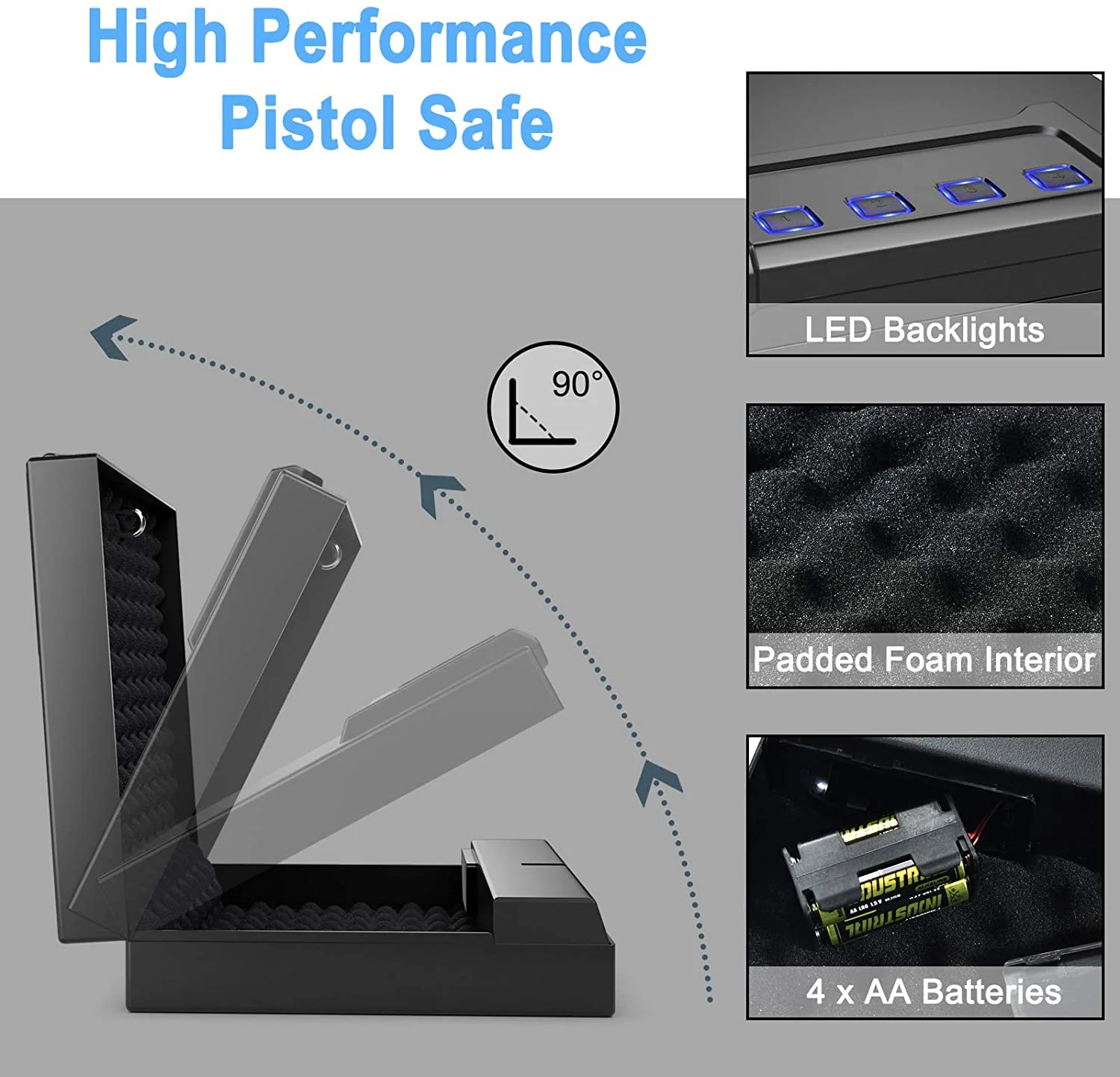 Gun Safe for 2 Pistols, Handgun Safe with Password & Backup Keys for Quick Access - Image 5