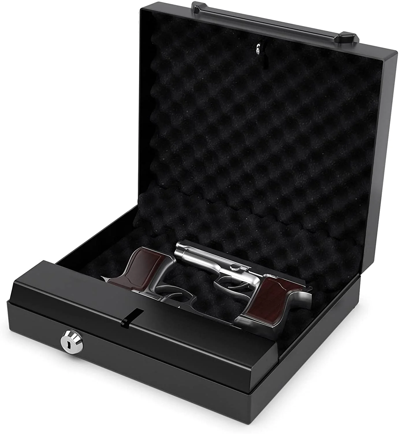 Gun Safe for 2 Pistols, Handgun Safe with Password & Backup Keys for Quick Access - Image 8