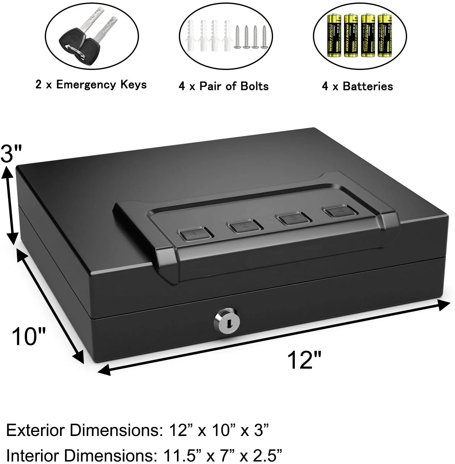 Gun Safe for 2 Pistols, Handgun Safe with Password & Backup Keys for Quick Access - Image 9
