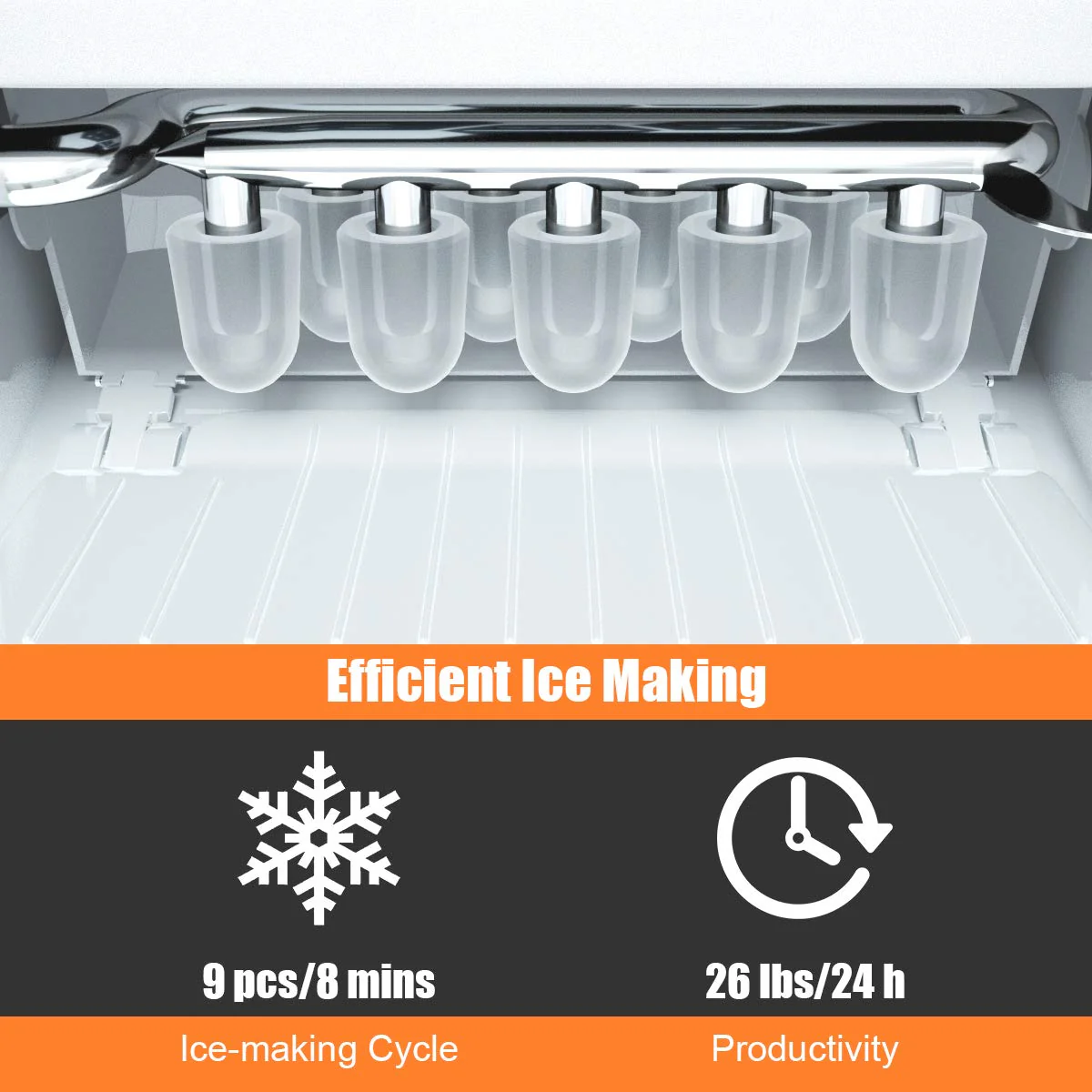 Ice Maker Machine for Countertop, Bullet-Shaped Ice Cubes Ready in 8 Mins - Image 3