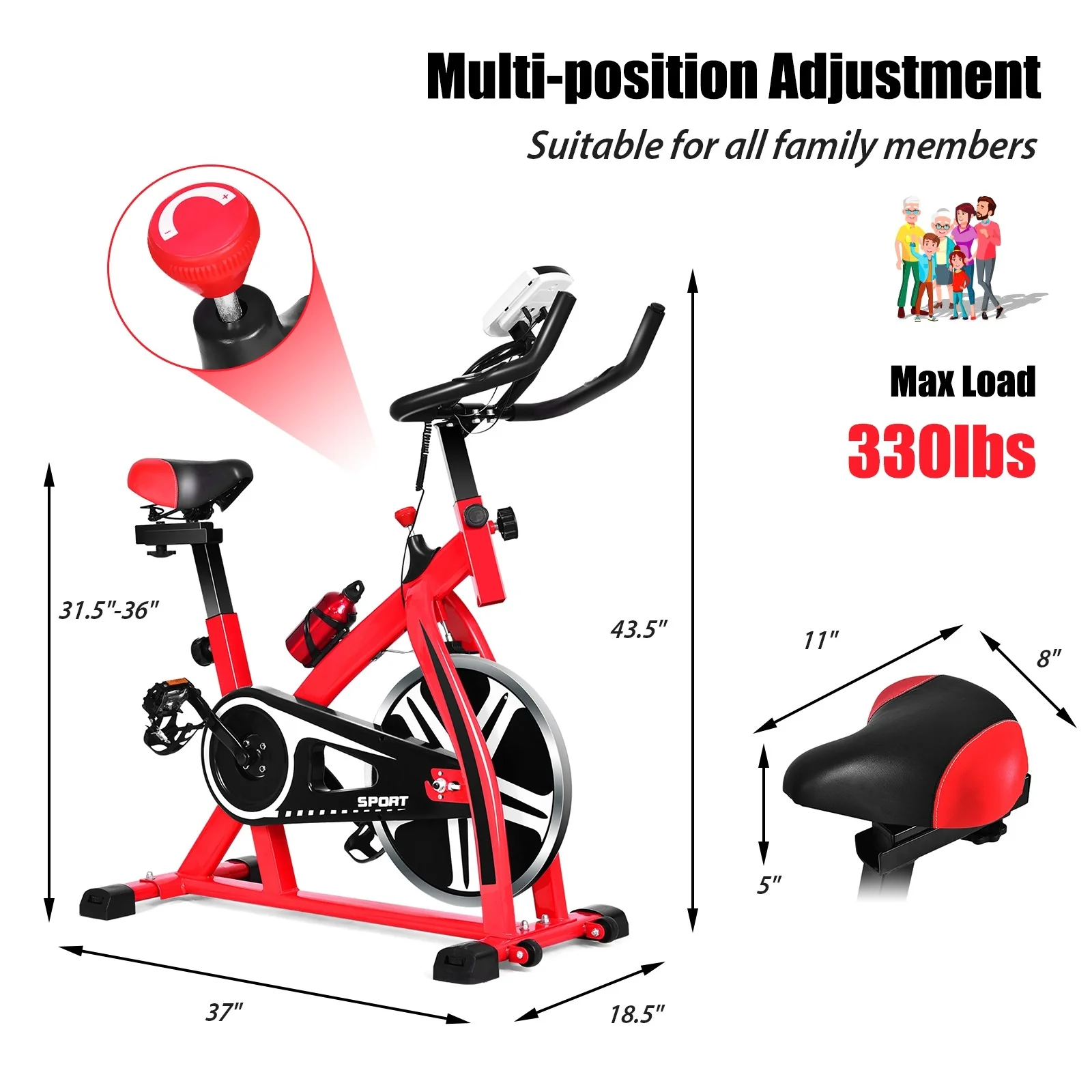 Indoor Cycling Bike, Stationary Bicycle Exercise Bike with Flywhee - Image 10