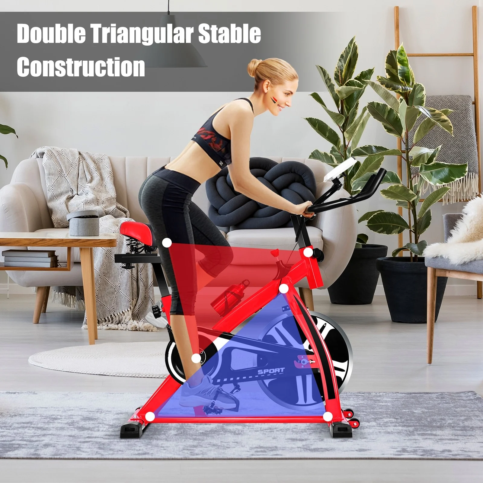 Indoor Cycling Bike, Stationary Bicycle Exercise Bike with Flywhee - Image 3
