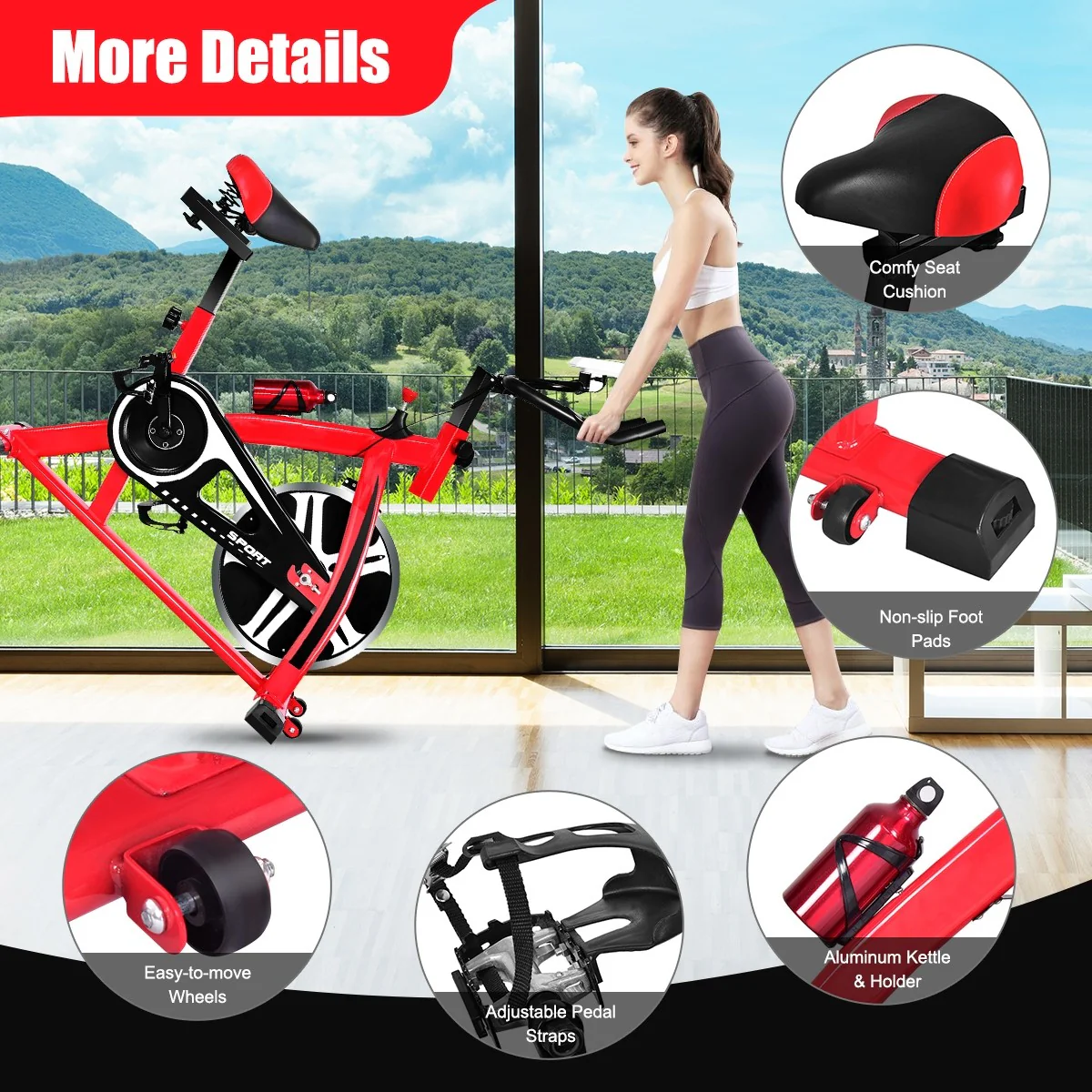 Indoor Cycling Bike, Stationary Bicycle Exercise Bike with Flywhee - Image 4