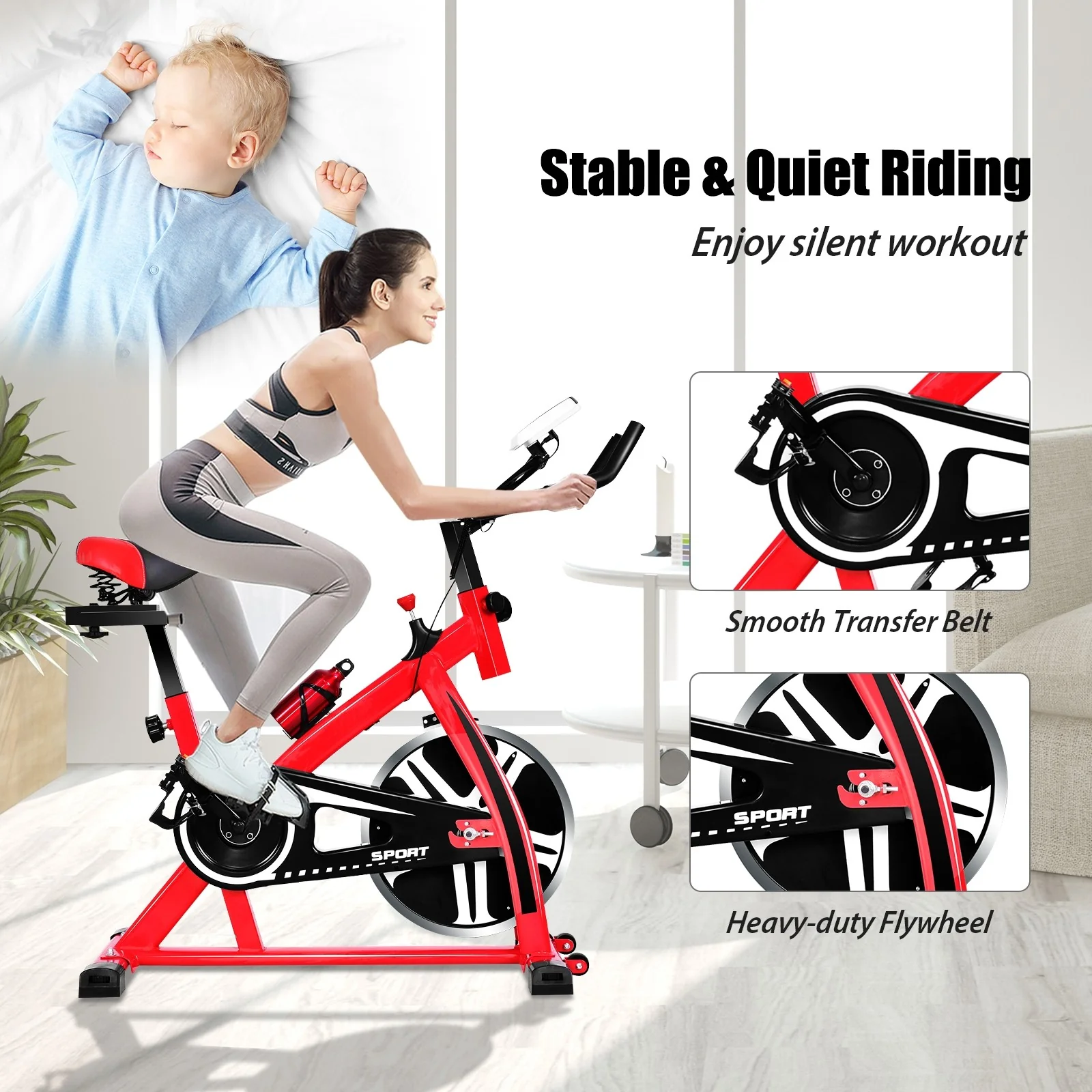 Indoor Cycling Bike, Stationary Bicycle Exercise Bike with Flywhee - Image 6