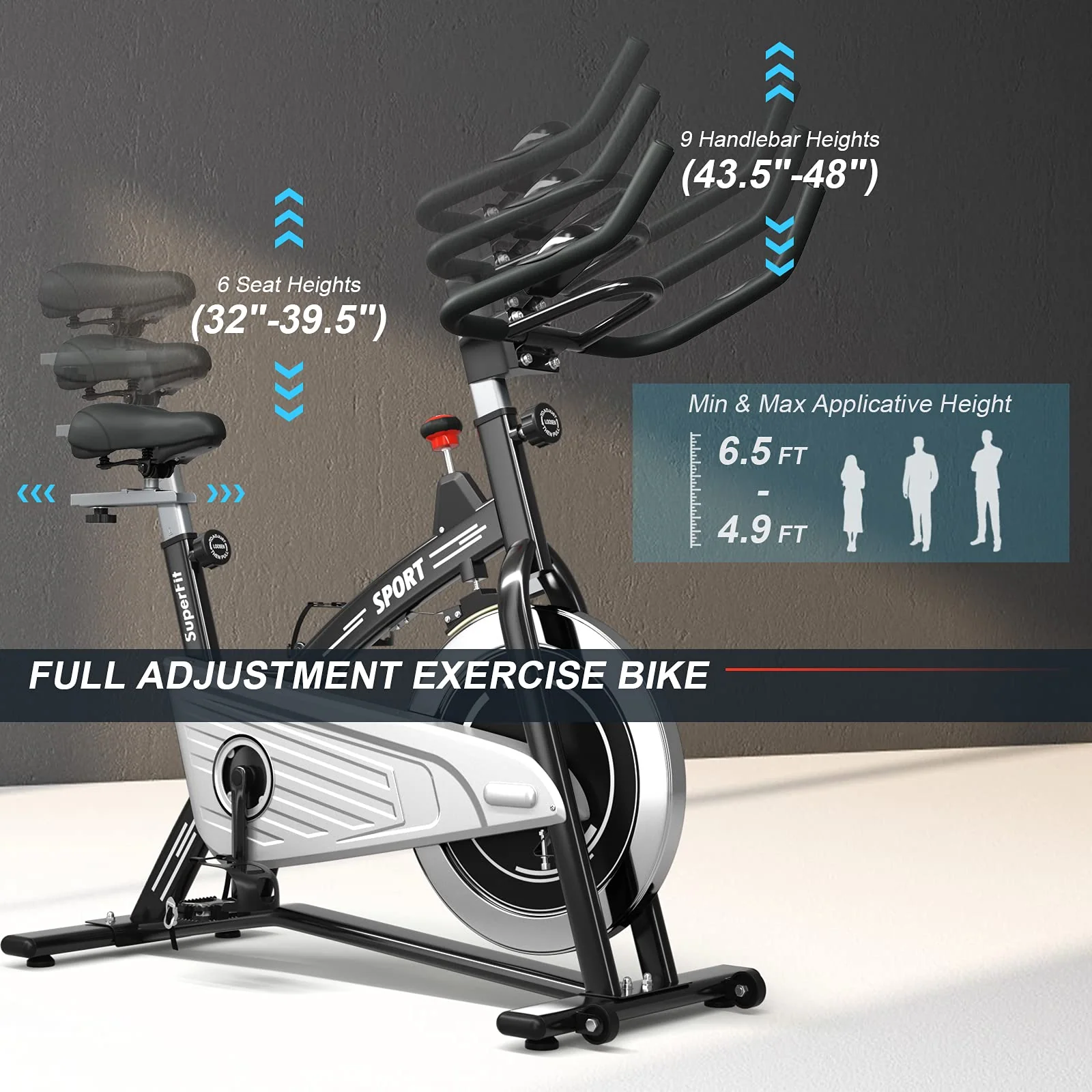 Indoor Exercise Cycling Bike, Smooth Belt Drive Stationary Bike W/ Heart Rate, LCD Monitor - Image 8