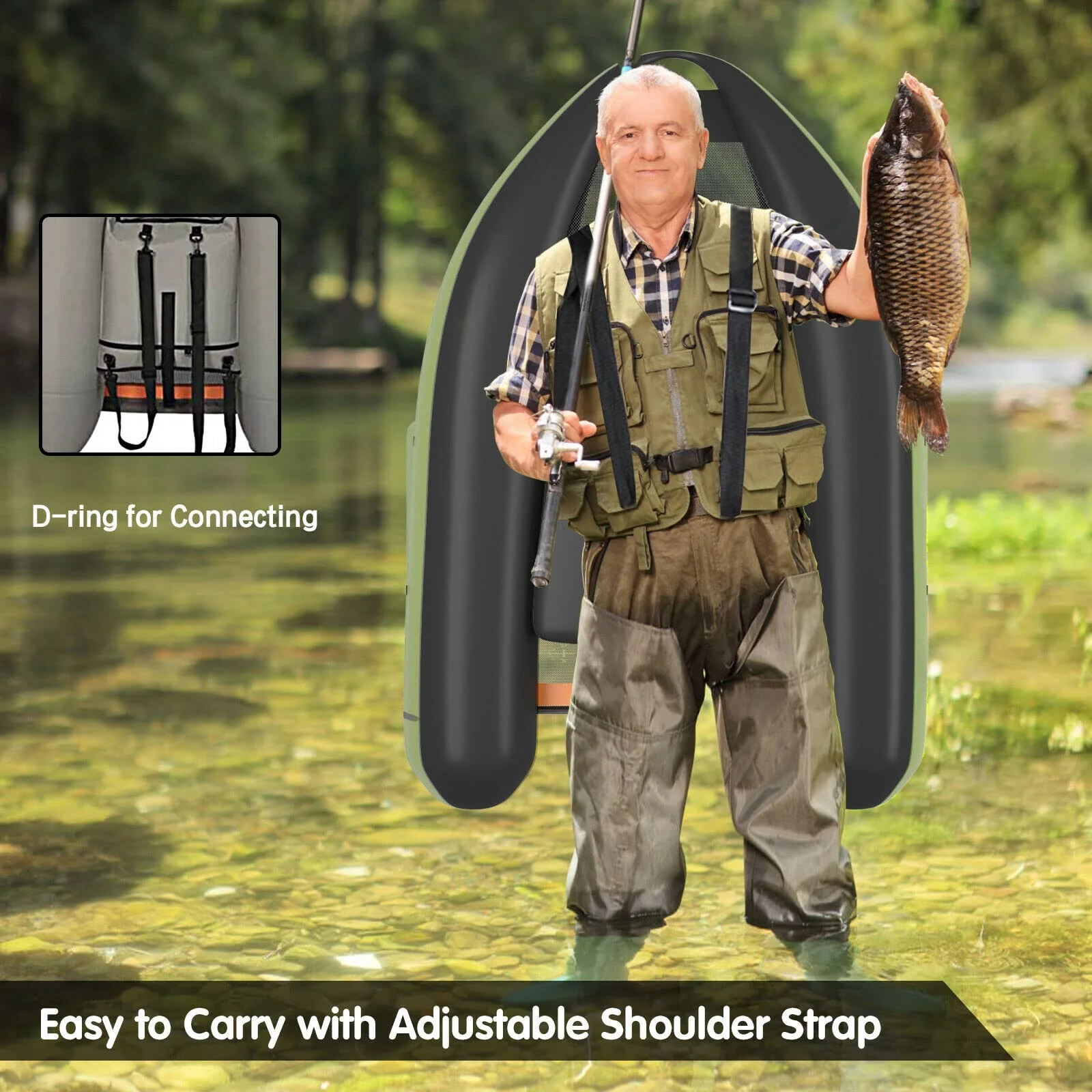 Inflatable Fishing Float Tube, with Storage Pockets - Image 3