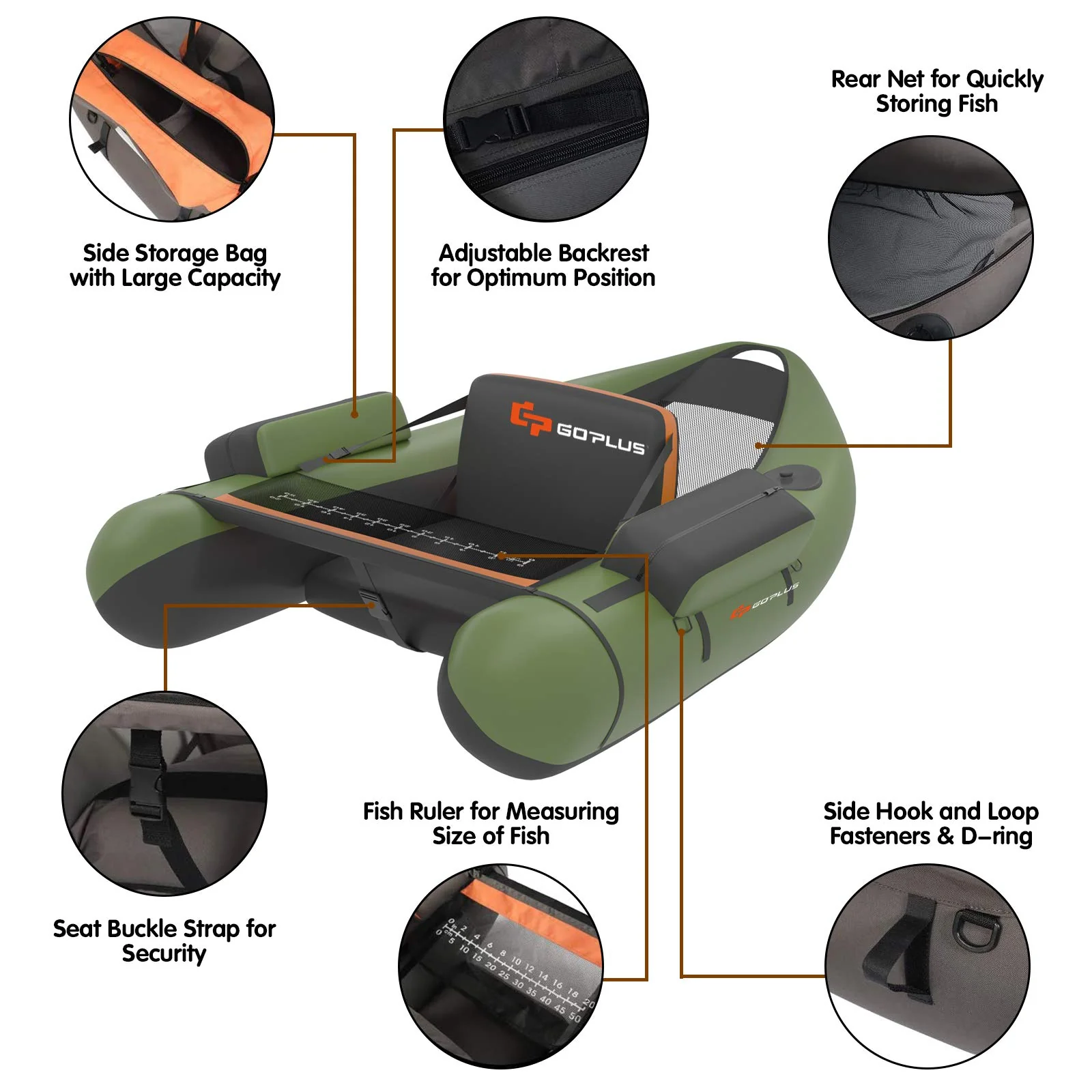 Inflatable Fishing Float Tube, with Storage Pockets - Image 6