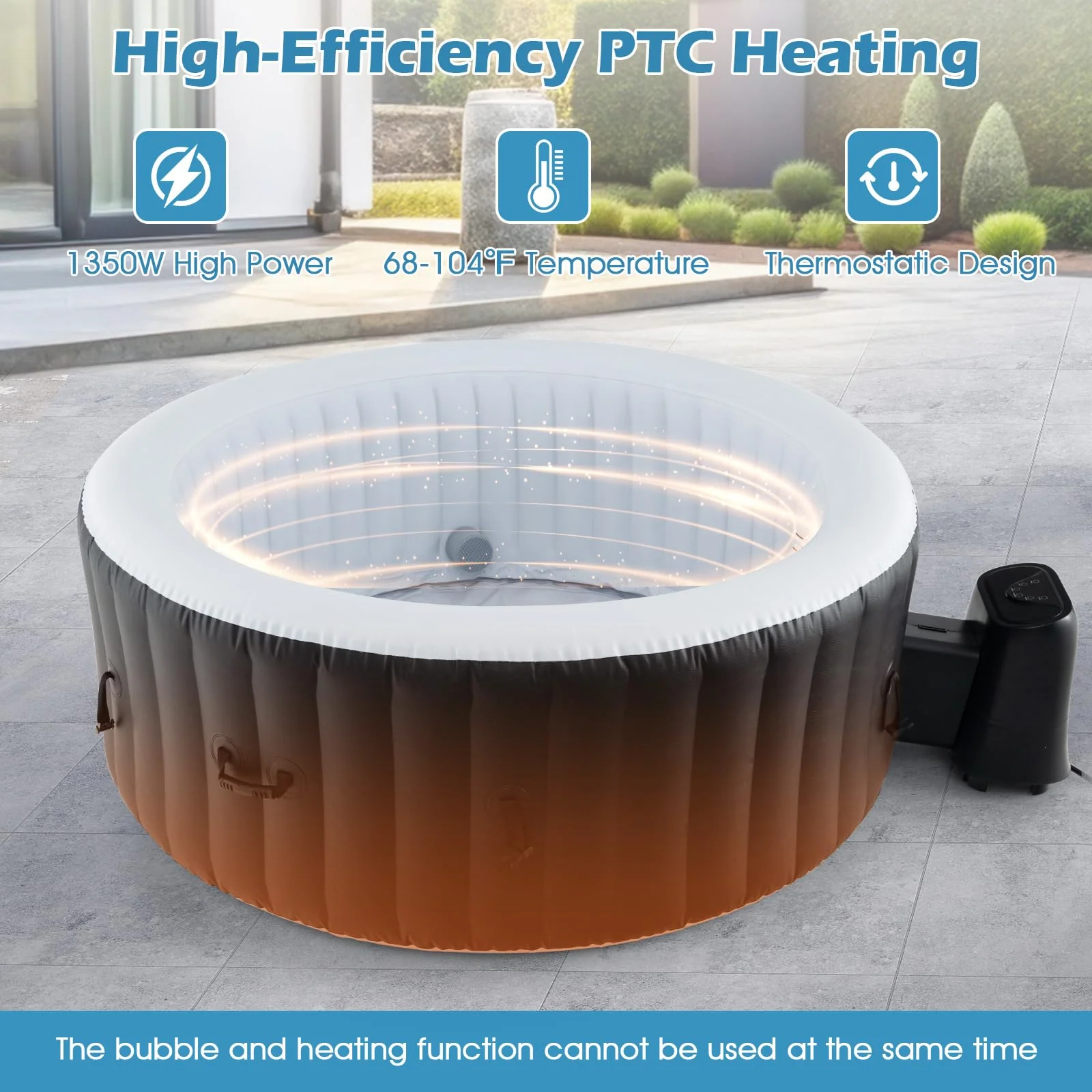 Goplus Inflatable Hot Tub SPA Person Portable Pool Hottub with 130 Air Jets - Image 6