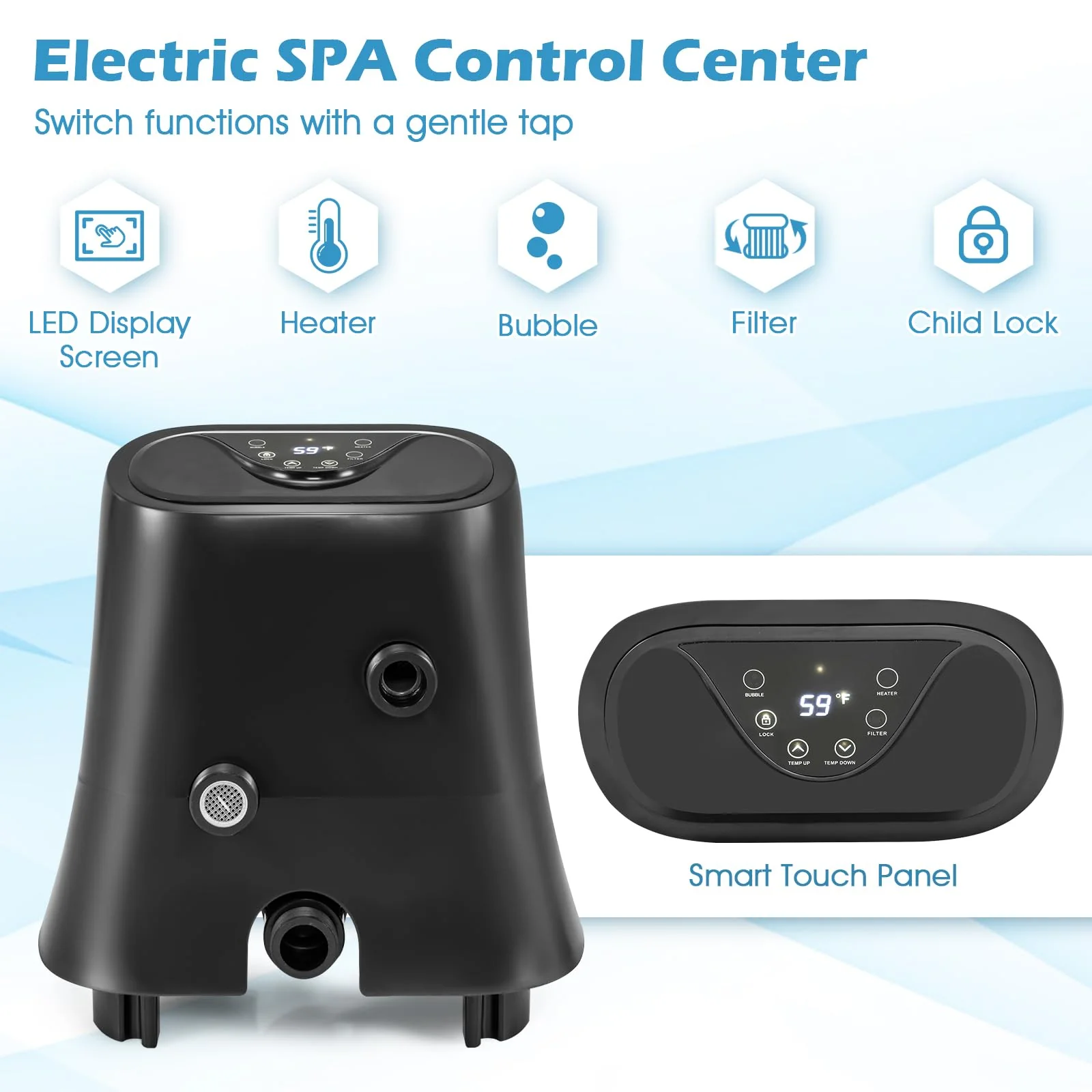 Goplus Inflatable Hot Tub SPA Person Portable Pool Hottub with 130 Air Jets - Image 7