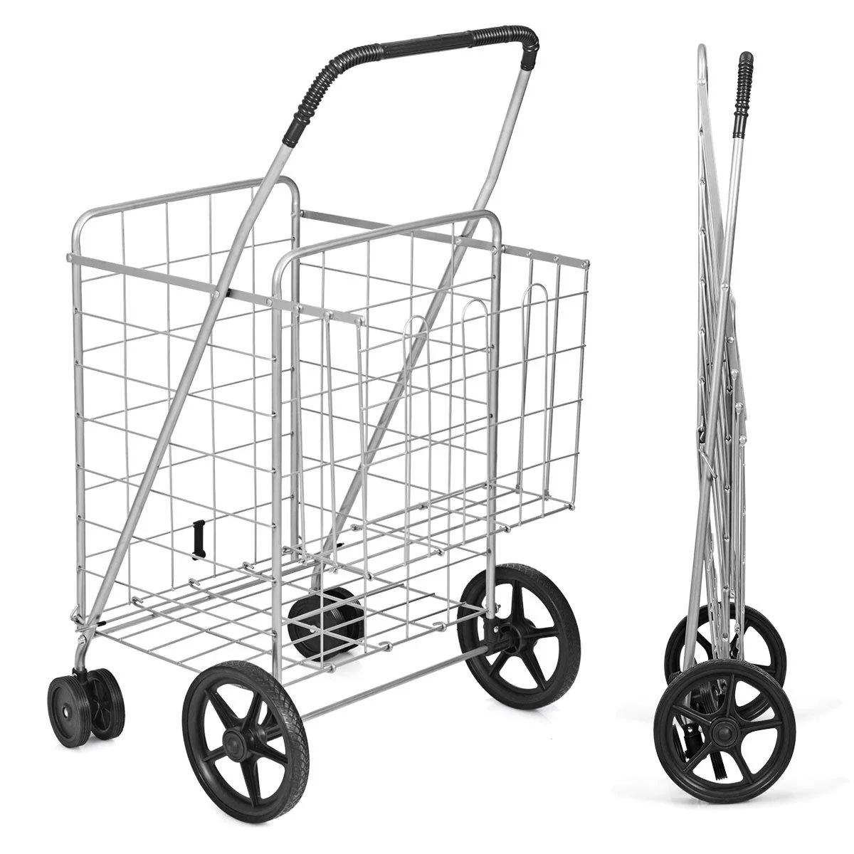 Jumbo Folding Shopping Cart for Grocery Laundry Book Luggage Travel - Image 14